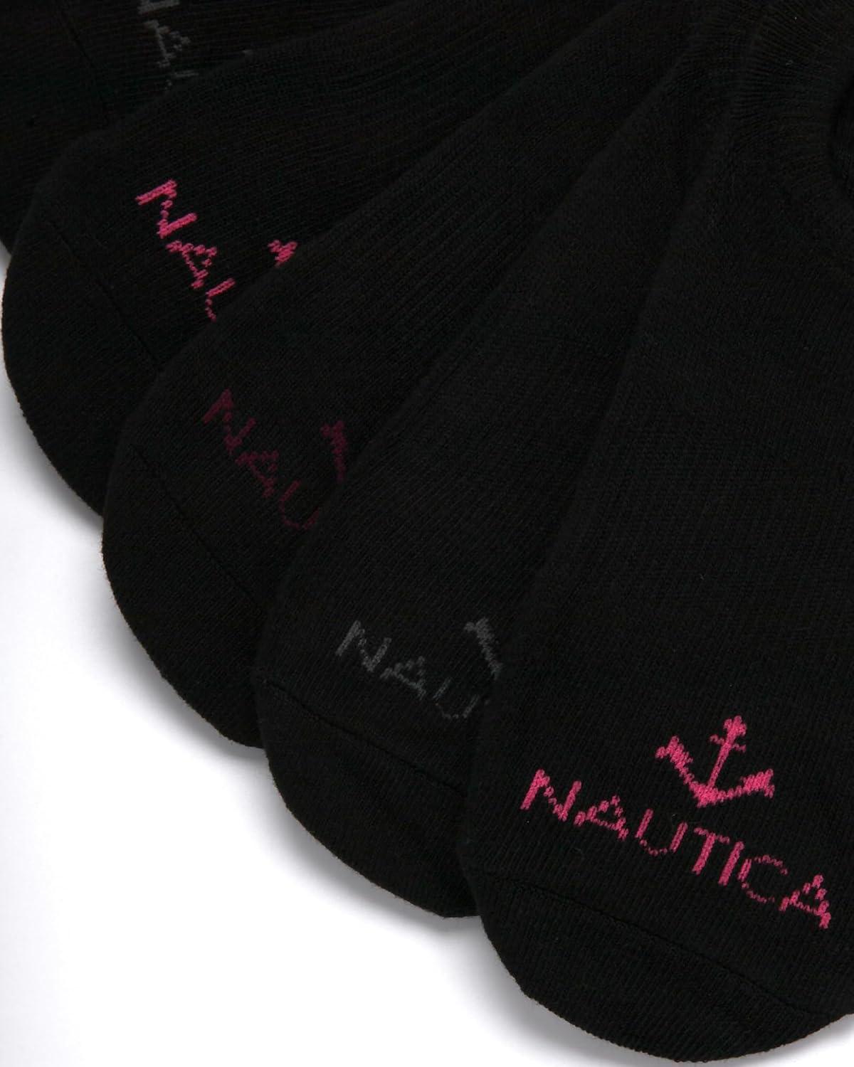 imageNautica Womens Liner Socks 12 Pack Moisture Wicking Cushioned No Show Liner Socks for Women with Silicone GripBlack