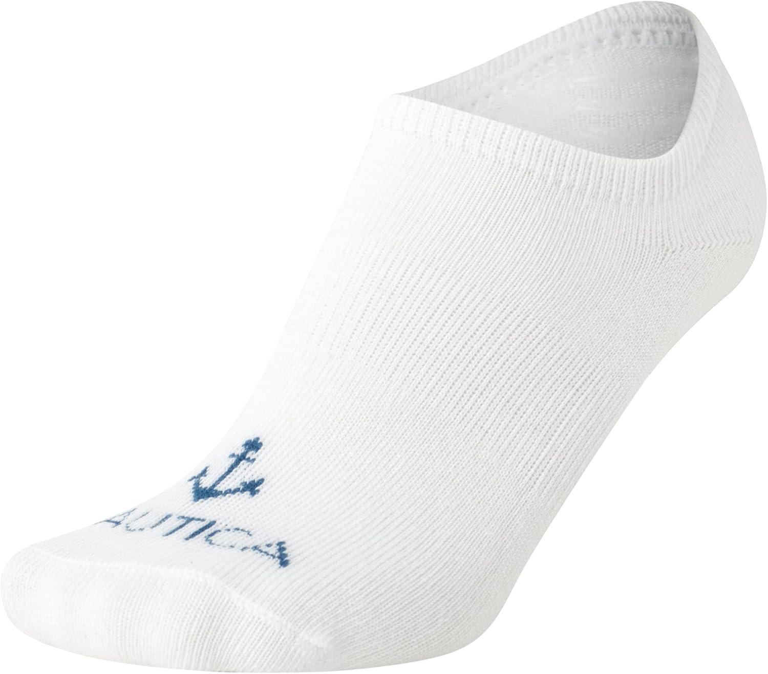 imageNautica Womens Liner Socks 12 Pack Moisture Wicking Cushioned No Show Liner Socks for Women with Silicone GripWhite