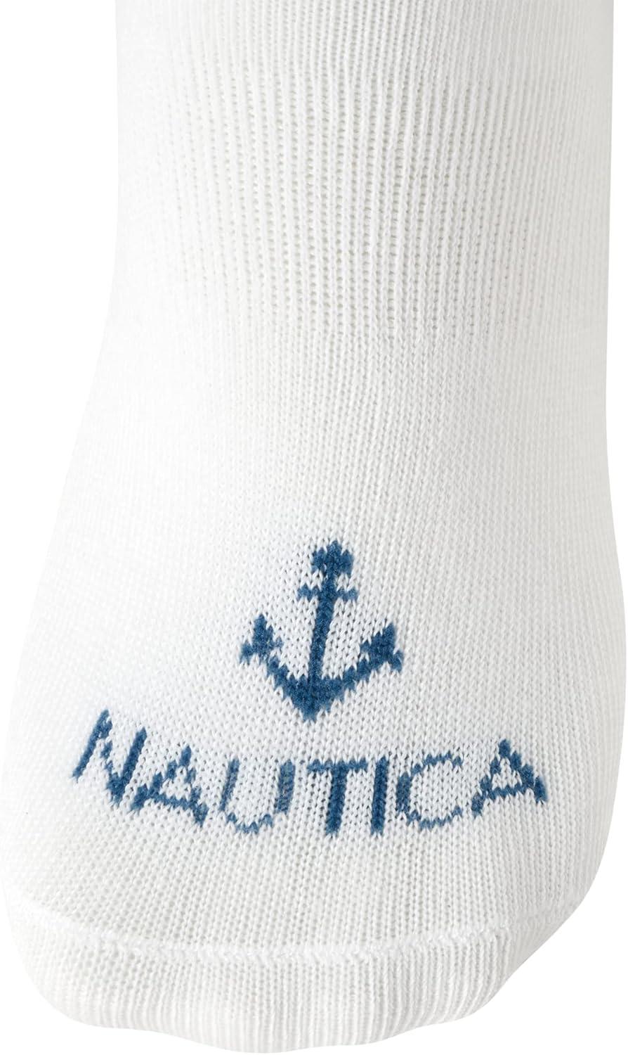 imageNautica Womens Liner Socks 12 Pack Moisture Wicking Cushioned No Show Liner Socks for Women with Silicone GripWhite