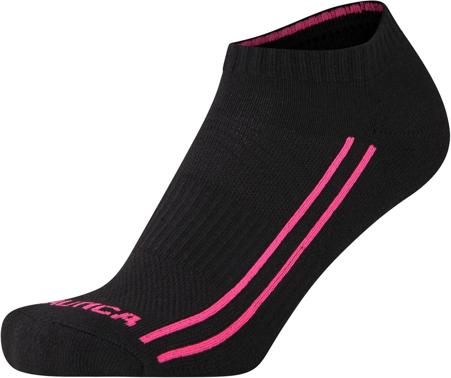 imageNautica Womens Low Cut Socks 12 Pack Moisture Wicking Cushioned Athletic No Show Socks for WomenBlack Lines
