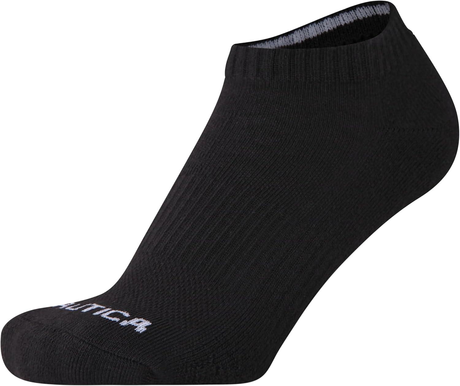imageNautica Womens Low Cut Socks 12 Pack Moisture Wicking Cushioned Athletic No Show Socks for WomenBlack Logo