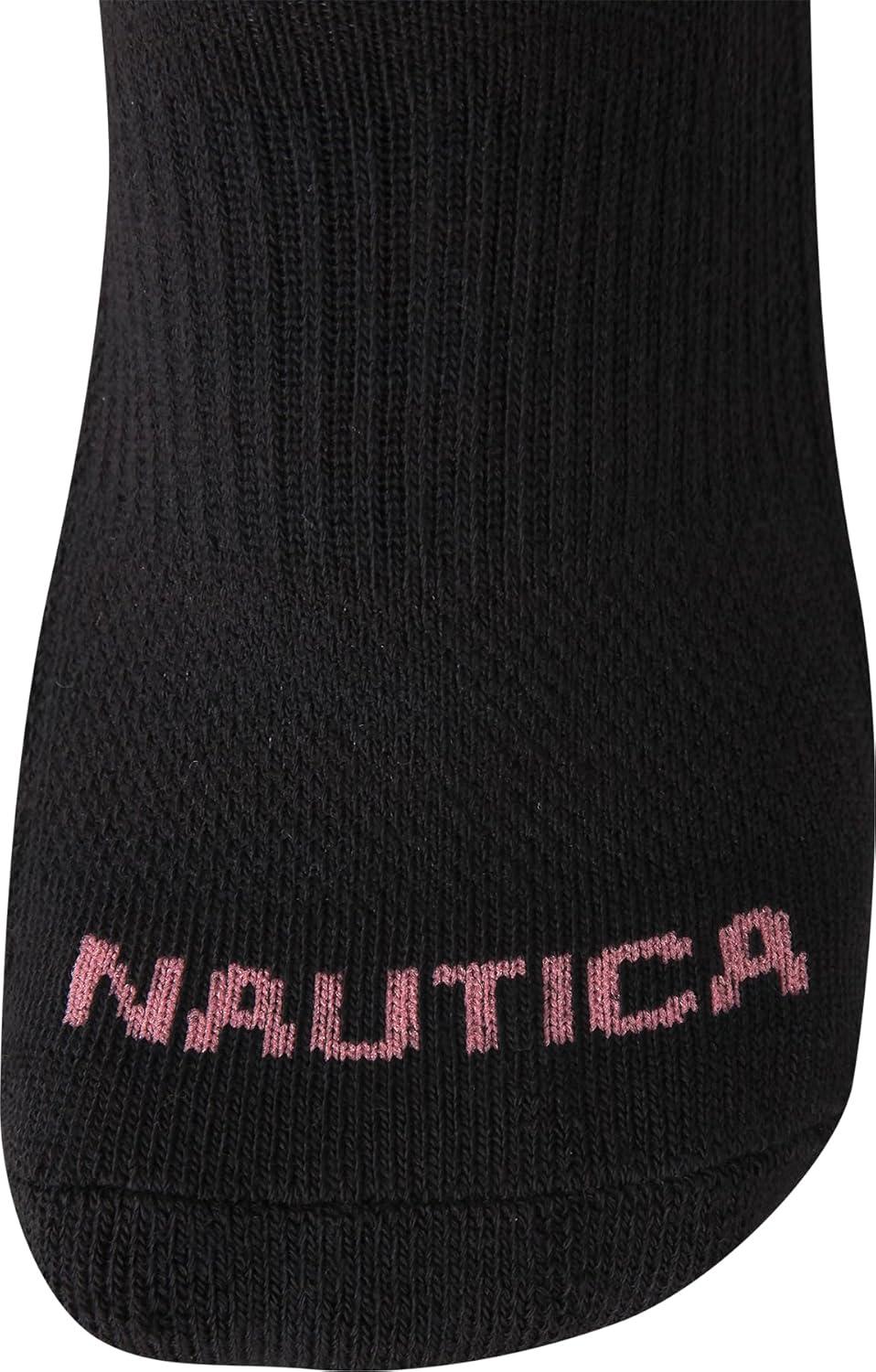 imageNautica Womens Low Cut Socks 12 Pack Moisture Wicking Cushioned Athletic No Show Socks for WomenBlack Logo