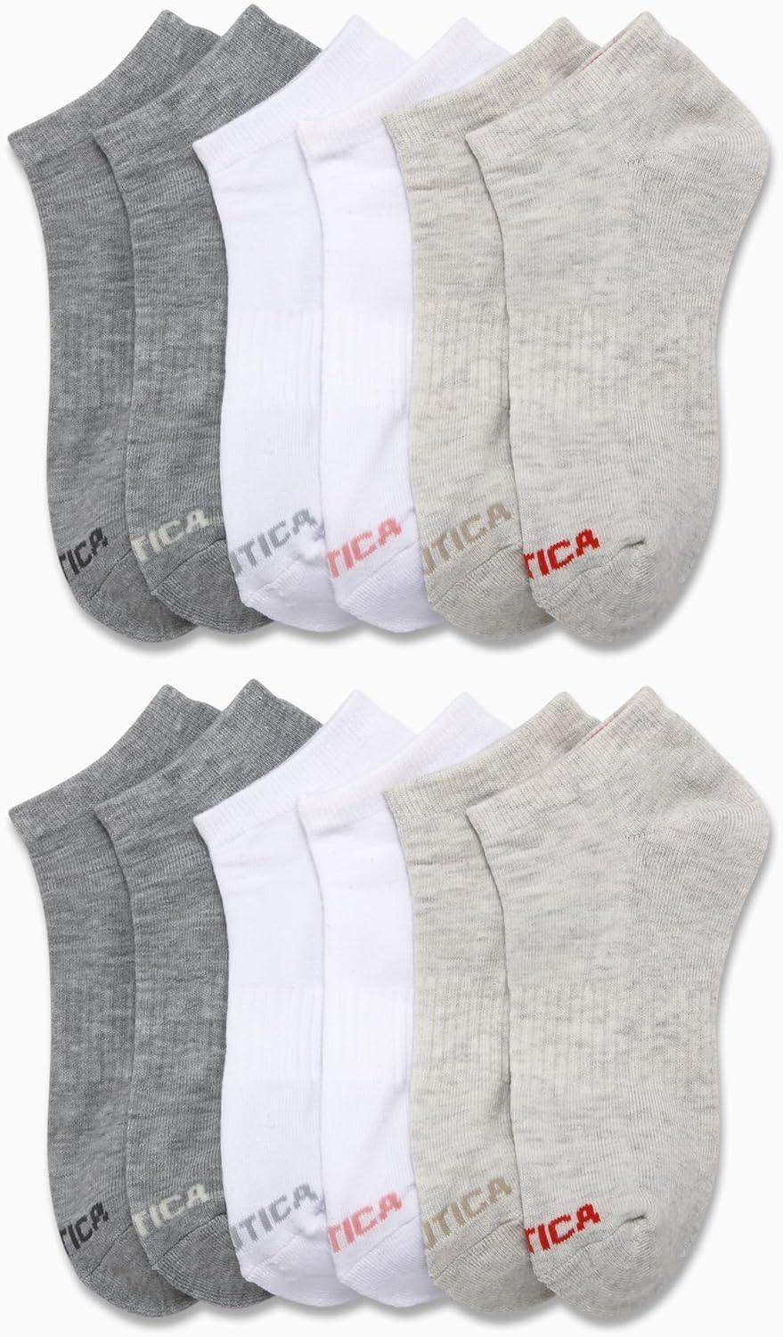 imageNautica Womens Low Cut Socks 12 Pack Moisture Wicking Cushioned Athletic No Show Socks for WomenOatmeal Heather Assorted