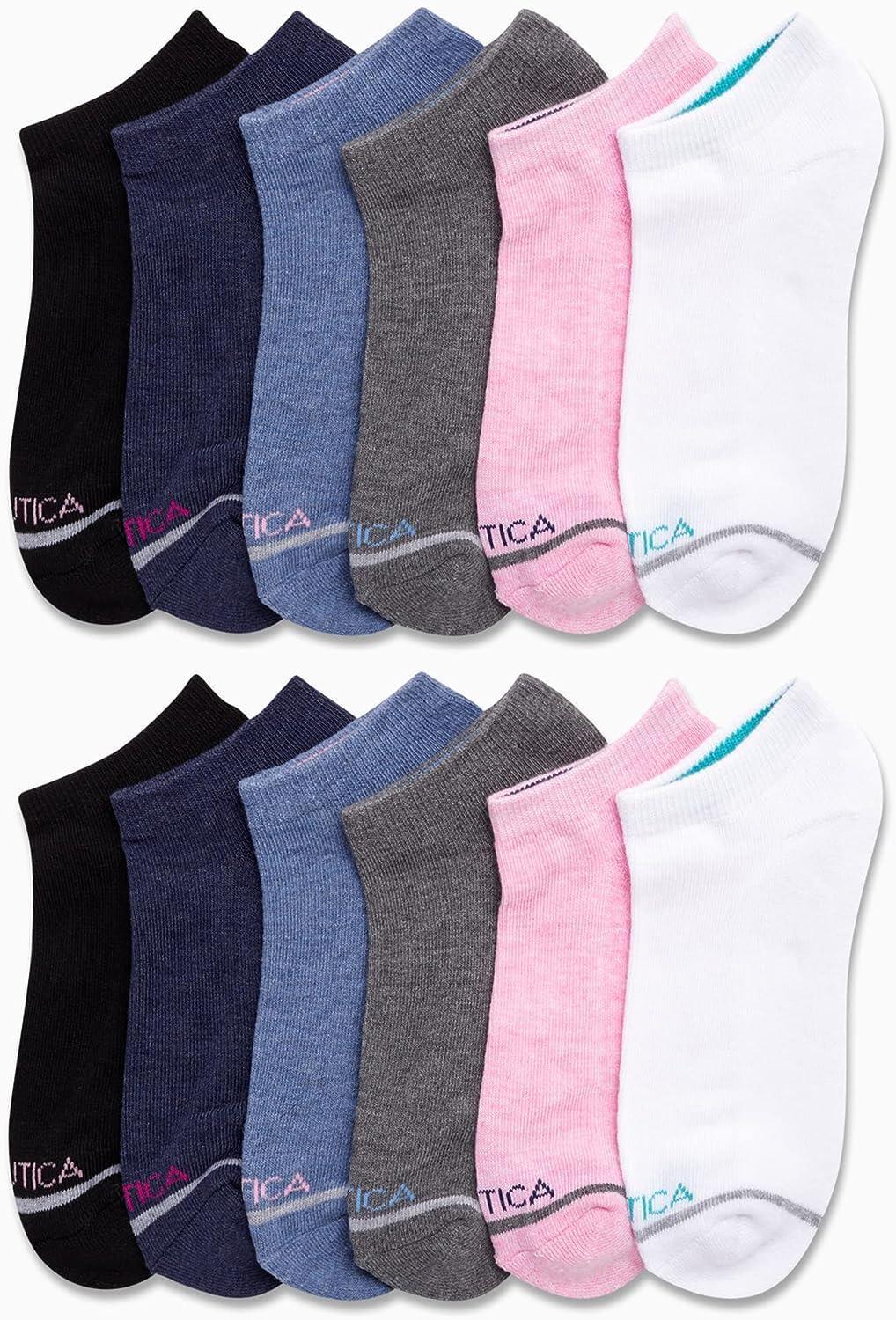 imageNautica Womens Low Cut Socks 12 Pack Moisture Wicking Cushioned Athletic No Show Socks for WomenPink Assorted