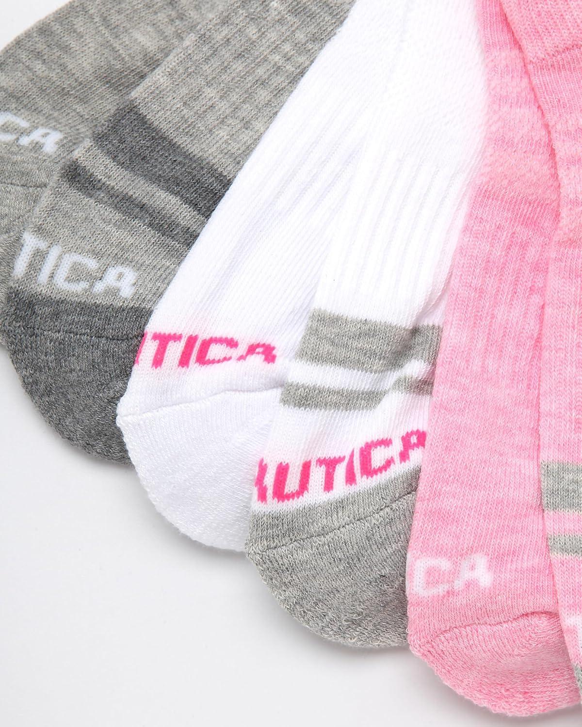 imageNautica Womens Low Cut Socks 12 Pack Moisture Wicking Cushioned Athletic No Show Socks for WomenPinkWhiteGrey