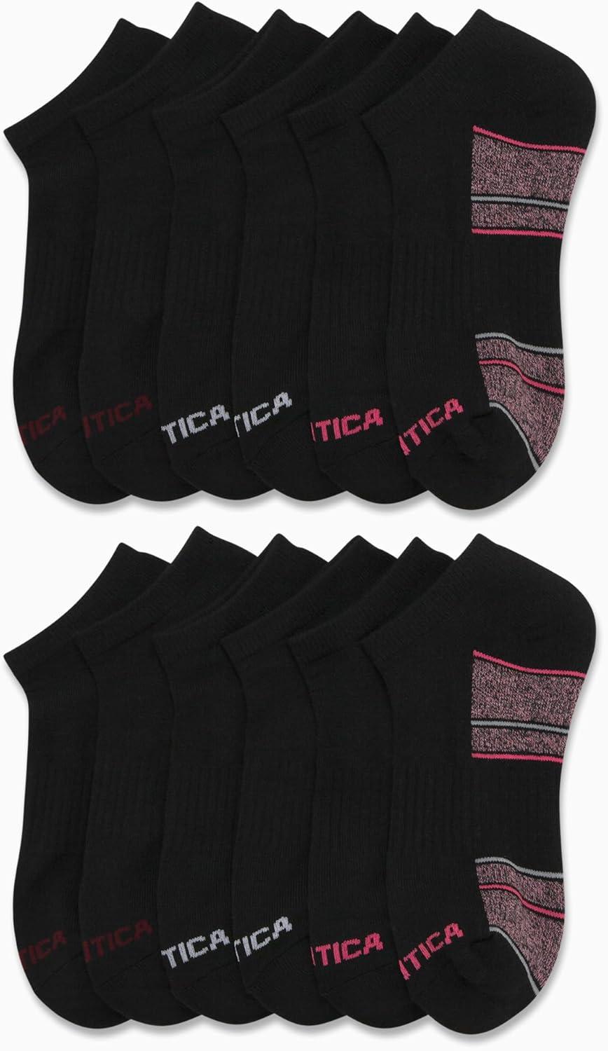 imageNautica Womens Low Cut Socks 12 Pack Moisture Wicking Cushioned Athletic No Show Socks for WomenSolid Black