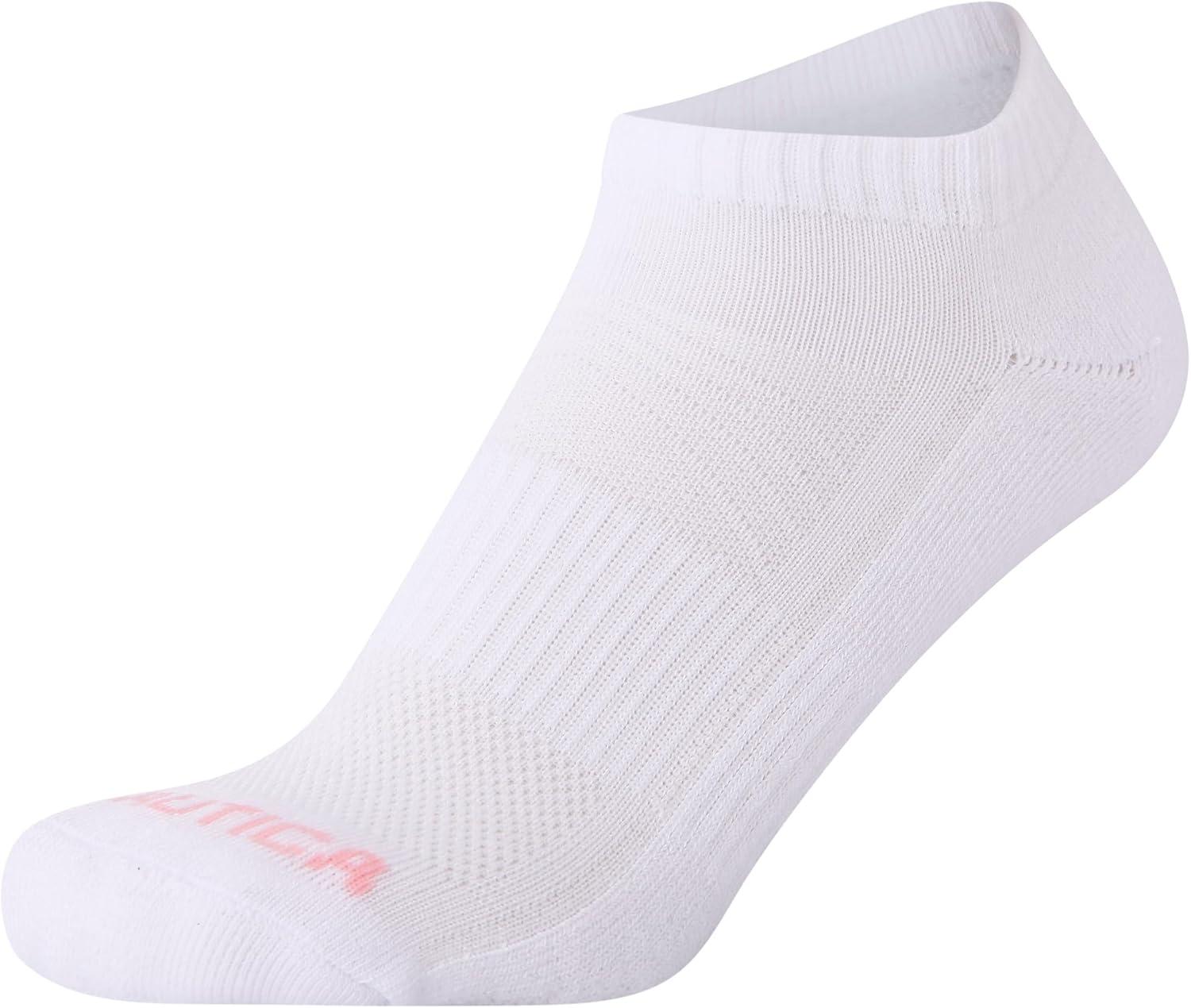 imageNautica Womens Low Cut Socks 12 Pack Moisture Wicking Cushioned Athletic No Show Socks for WomenWhite Stripe