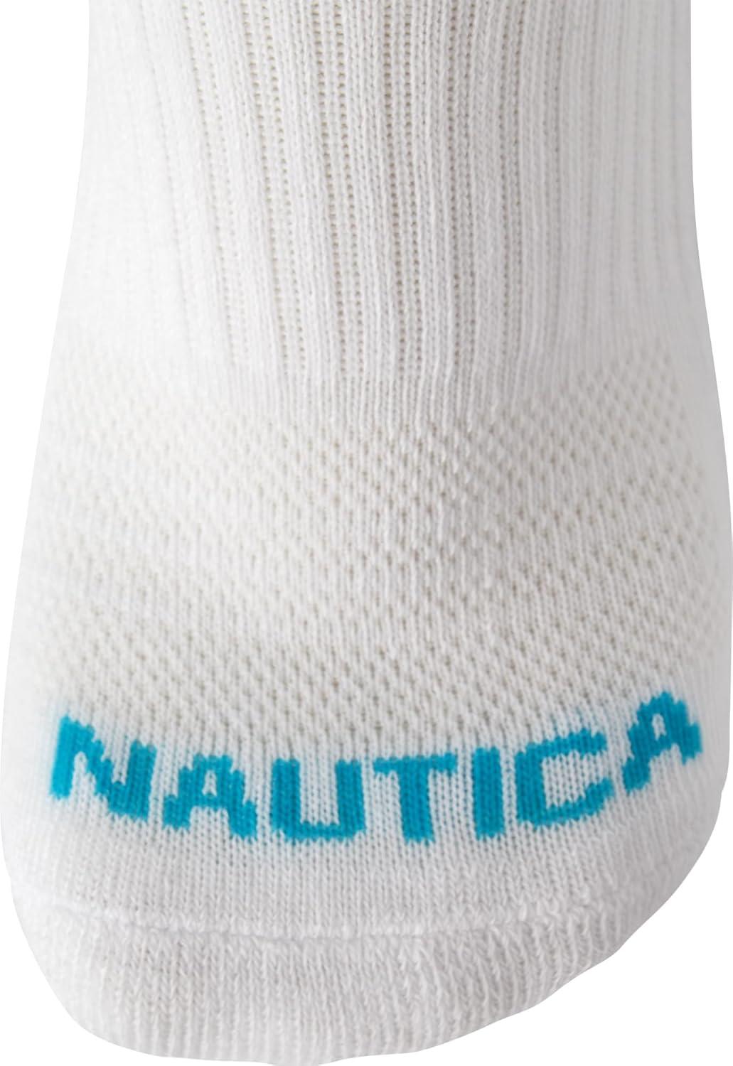 imageNautica Womens Low Cut Socks 12 Pack Moisture Wicking Cushioned Athletic No Show Socks for WomenWhiteBlue