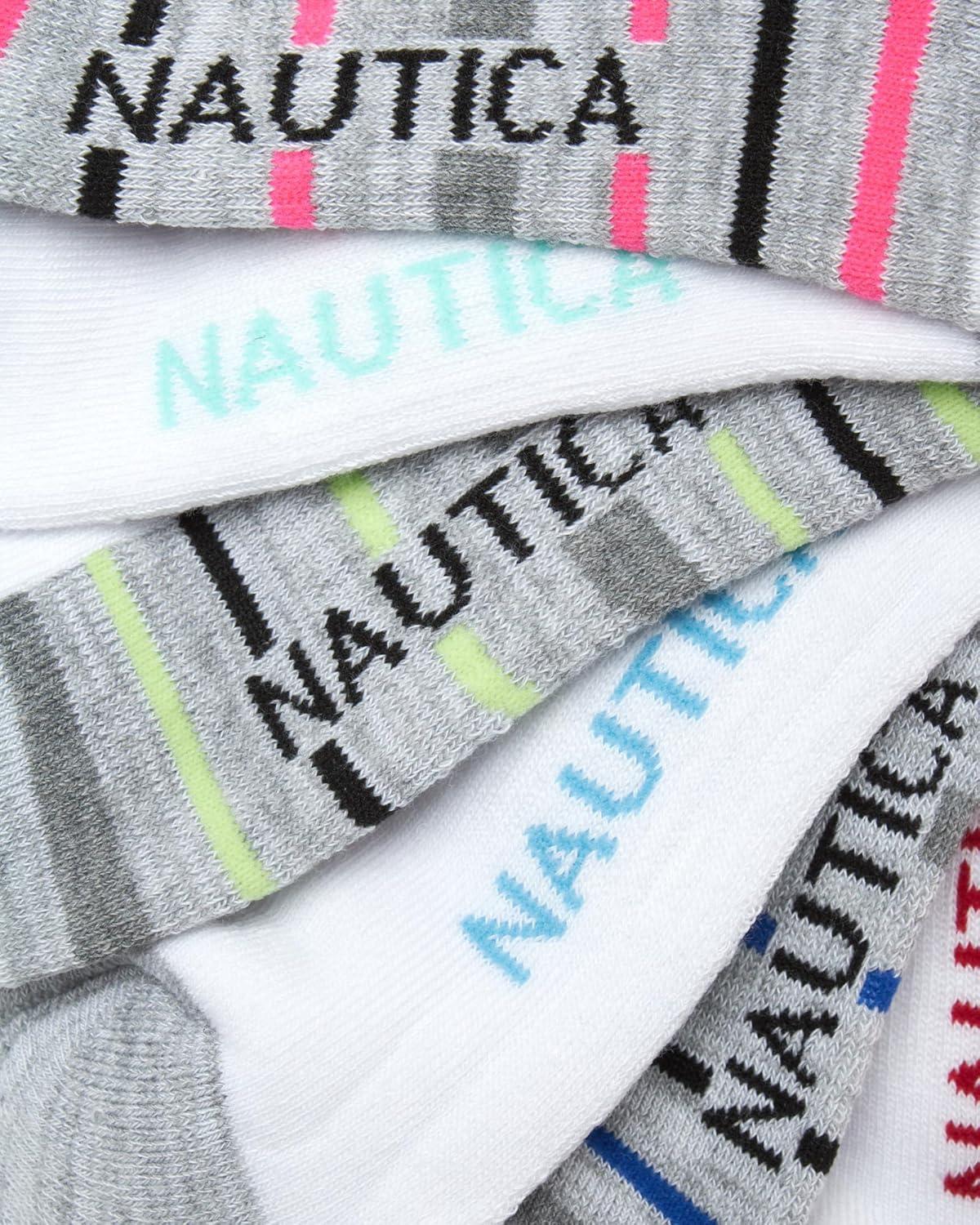 imageNautica Womens Low Cut Socks 12 Pack Moisture Wicking Cushioned Athletic No Show Socks for WomenWhiteGrey Multi