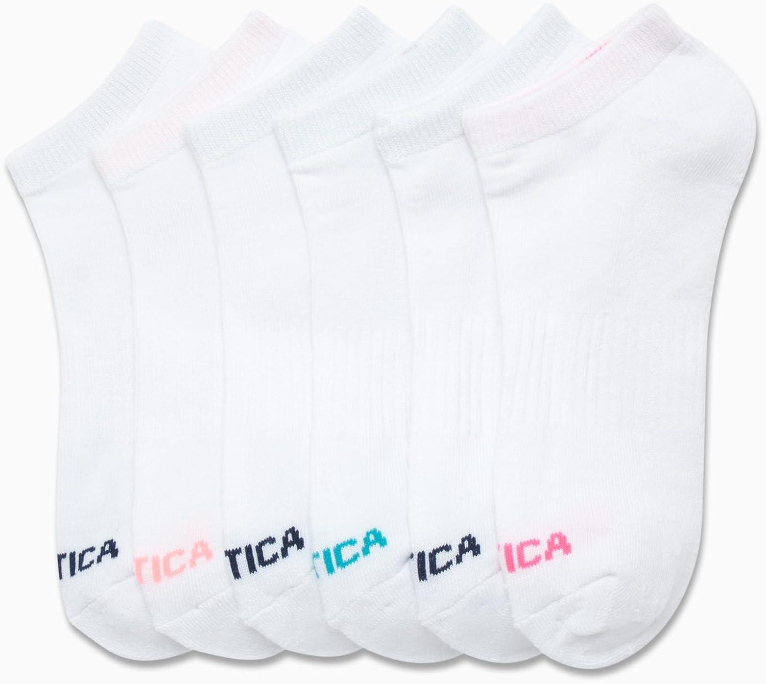 imageNautica Womens Low Cut Socks 6 Pack Breathable Cushioned Athletic Performance No Show Socks for Women Sizes 410All White