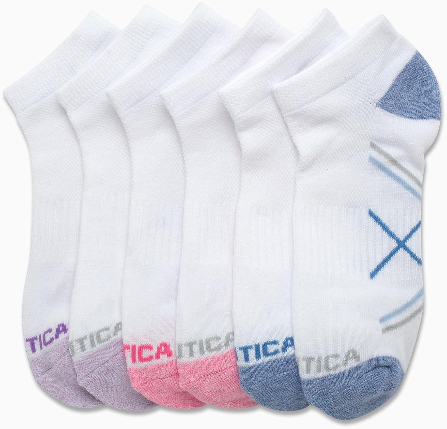 imageNautica Womens Low Cut Socks 6 Pack Breathable Cushioned Athletic Performance No Show Socks for Women Sizes 410Basic White