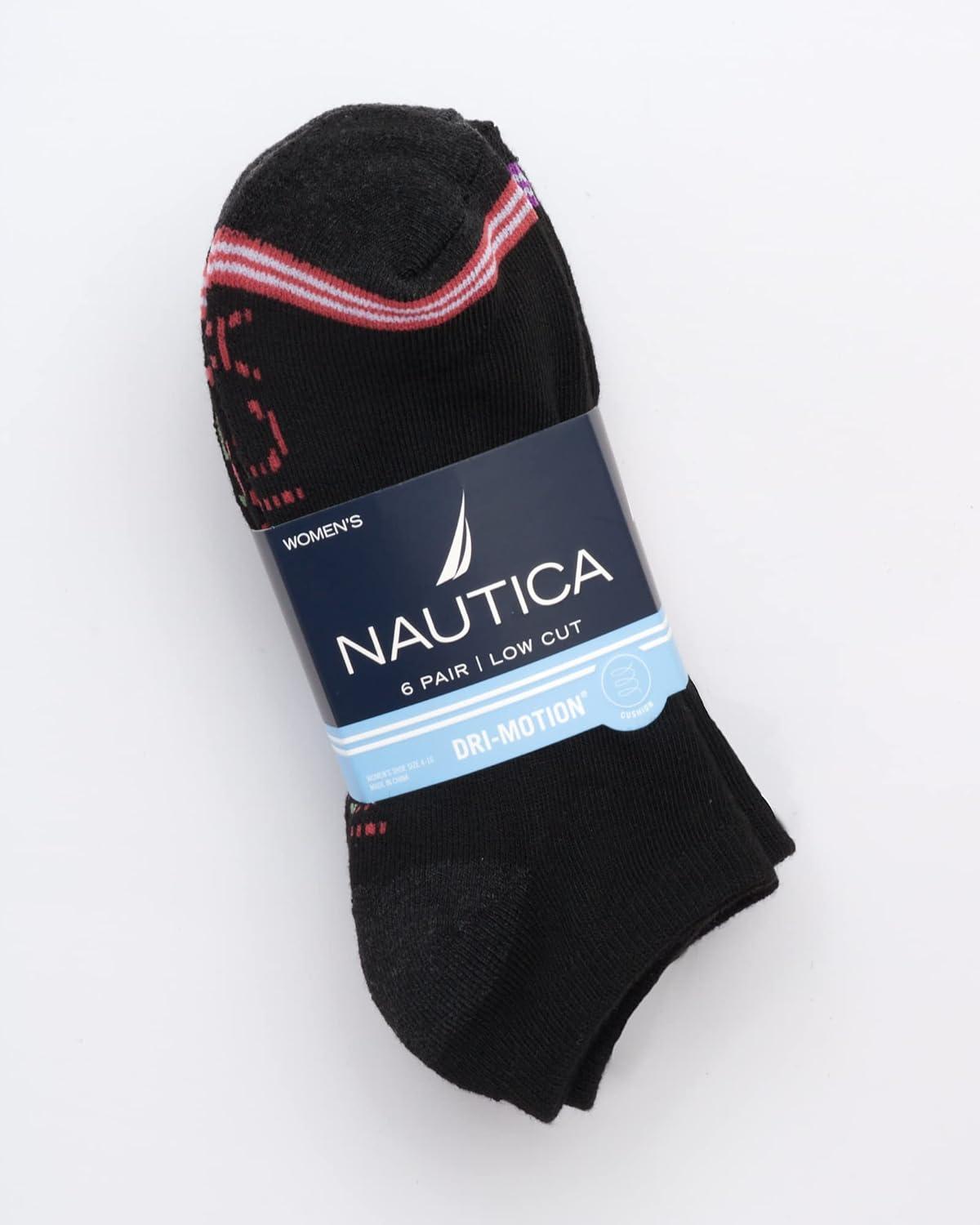 imageNautica Womens Low Cut Socks 6 Pack Breathable Cushioned Athletic Performance No Show Socks for Women Sizes 410Black