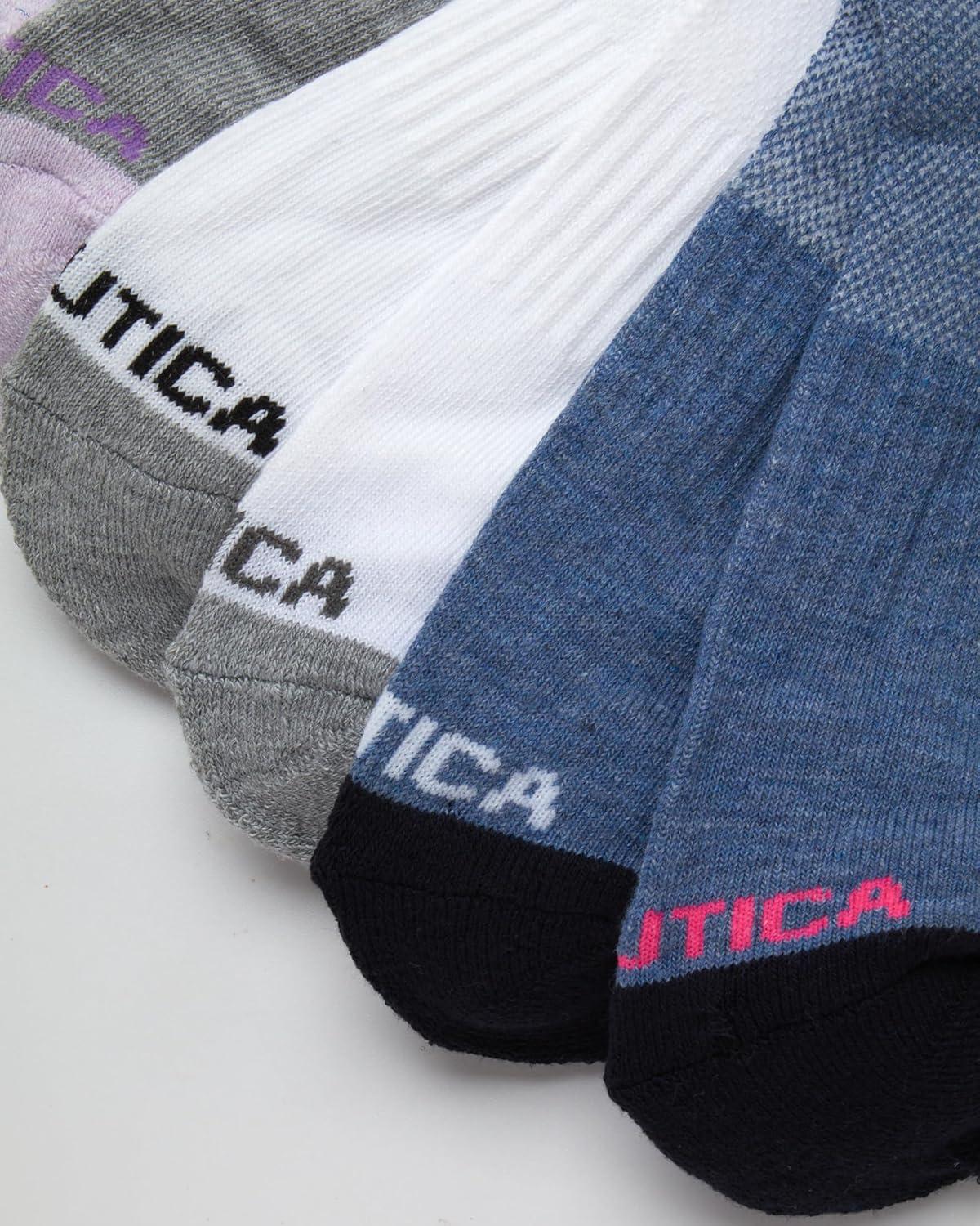 imageNautica Womens Low Cut Socks 6 Pack Breathable Cushioned Athletic Performance No Show Socks for Women Sizes 410BlueWhiteGrey