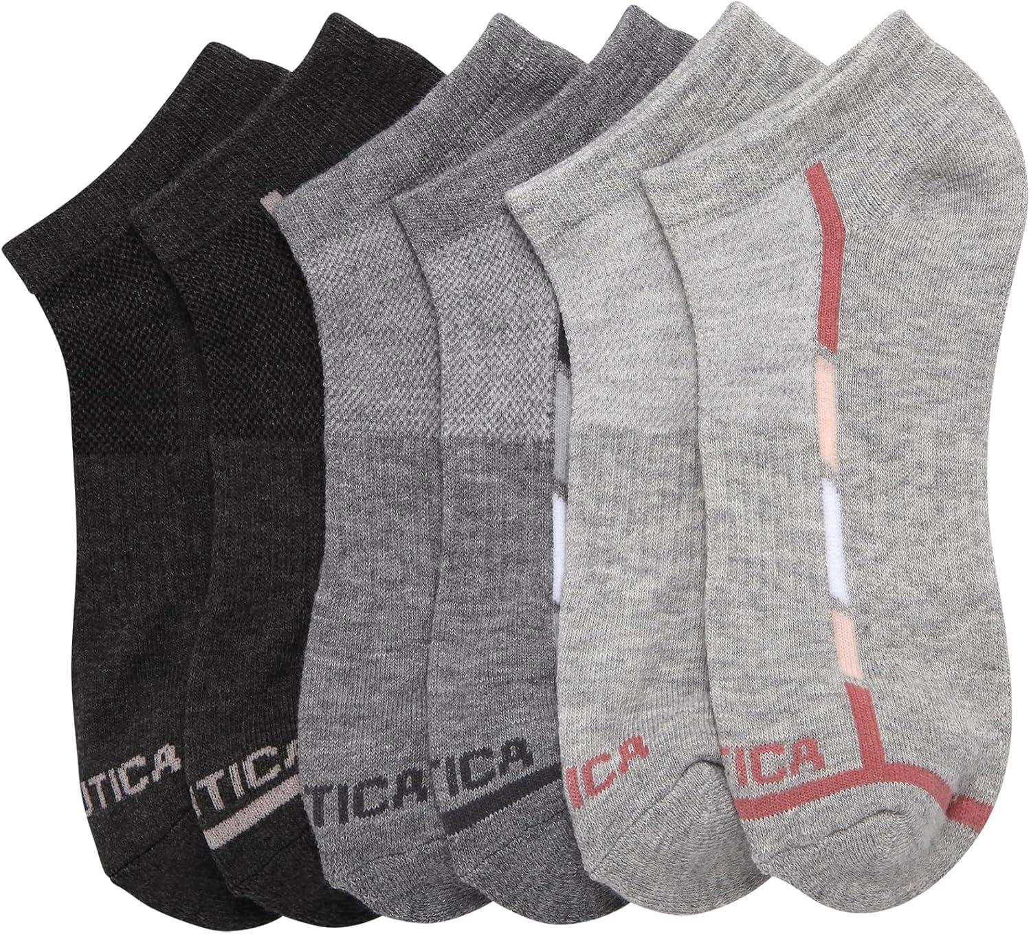 imageNautica Womens Low Cut Socks 6 Pack Breathable Cushioned Athletic Performance No Show Socks for Women Sizes 410Grey Assorted