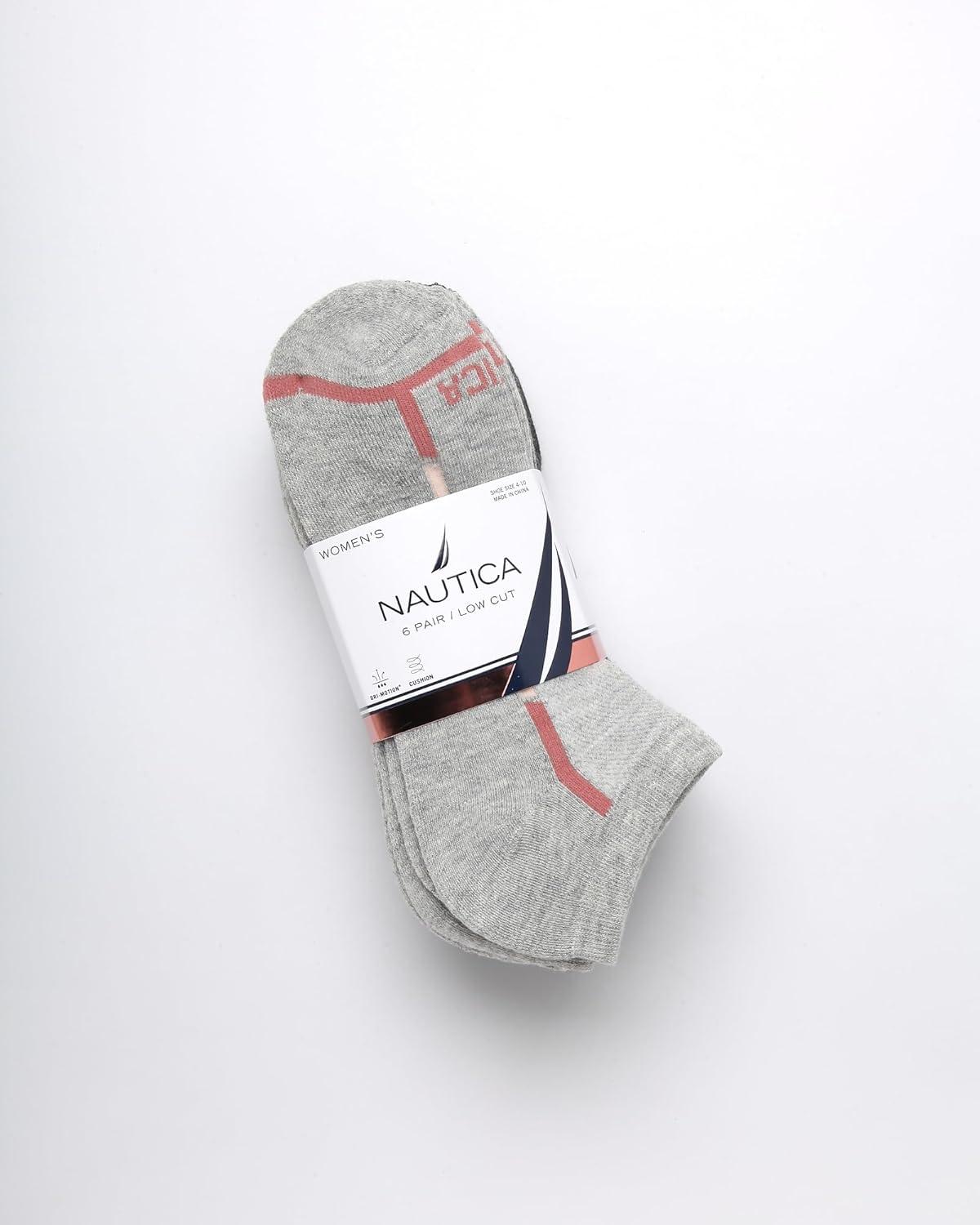 imageNautica Womens Low Cut Socks 6 Pack Breathable Cushioned Athletic Performance No Show Socks for Women Sizes 410Grey Assorted