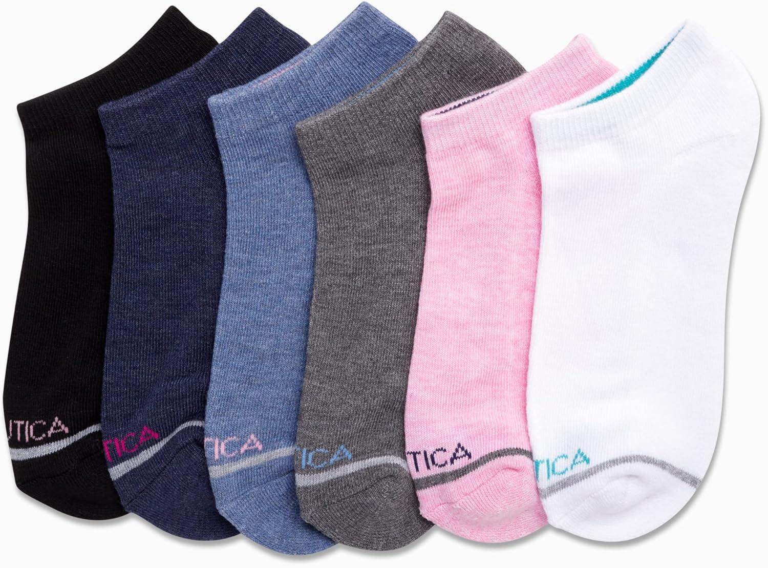 imageNautica Womens Low Cut Socks 6 Pack Breathable Cushioned Athletic Performance No Show Socks for Women Sizes 410Pink Assorted