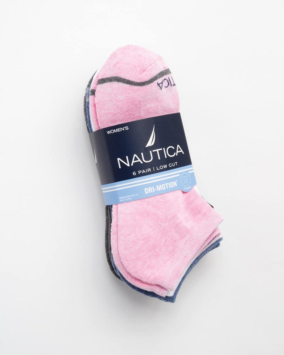 imageNautica Womens Low Cut Socks 6 Pack Breathable Cushioned Athletic Performance No Show Socks for Women Sizes 410Pink Assorted