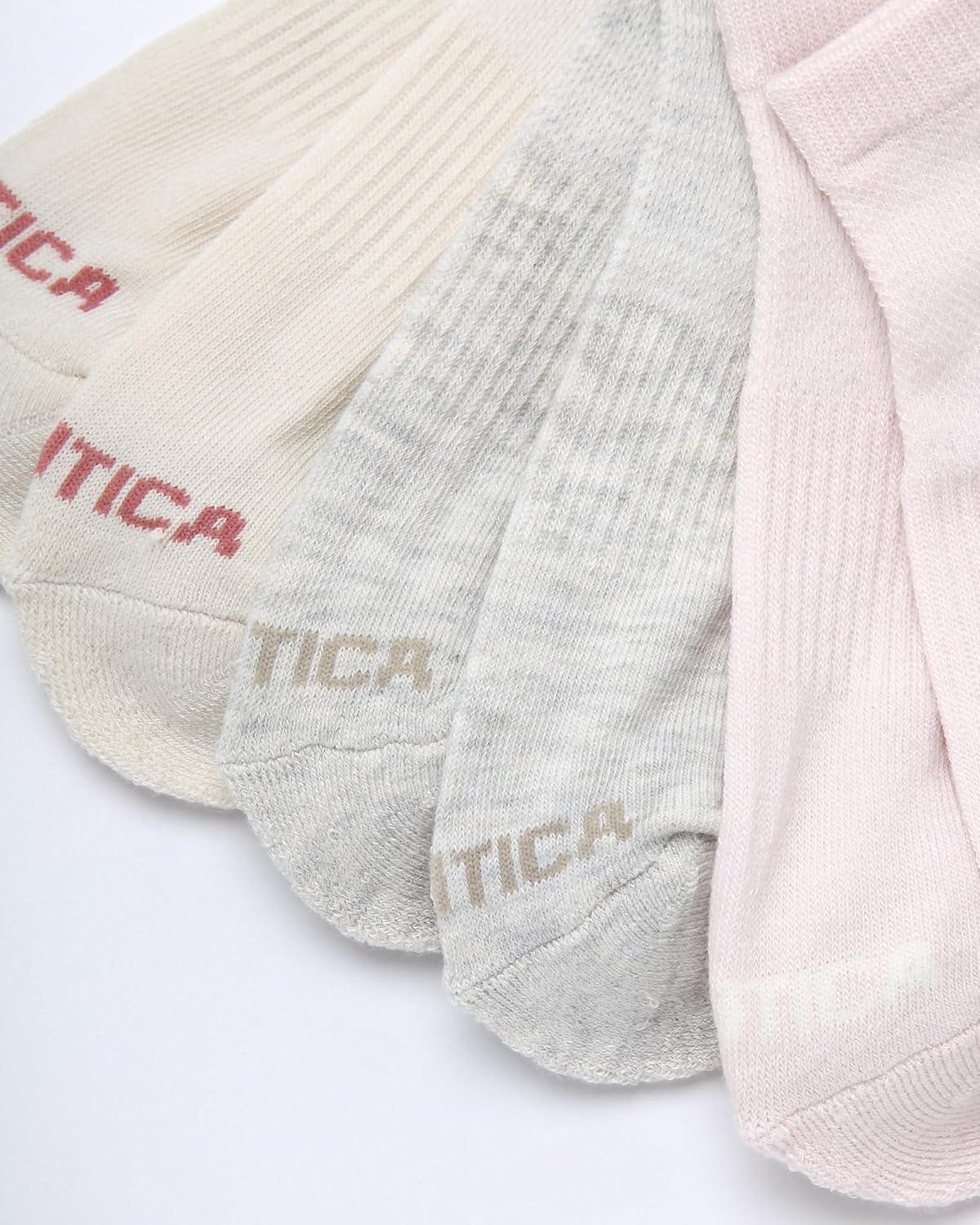 imageNautica Womens Low Cut Socks 6 Pack Breathable Cushioned Athletic Performance No Show Socks for Women Sizes 410Pink Oatmeal