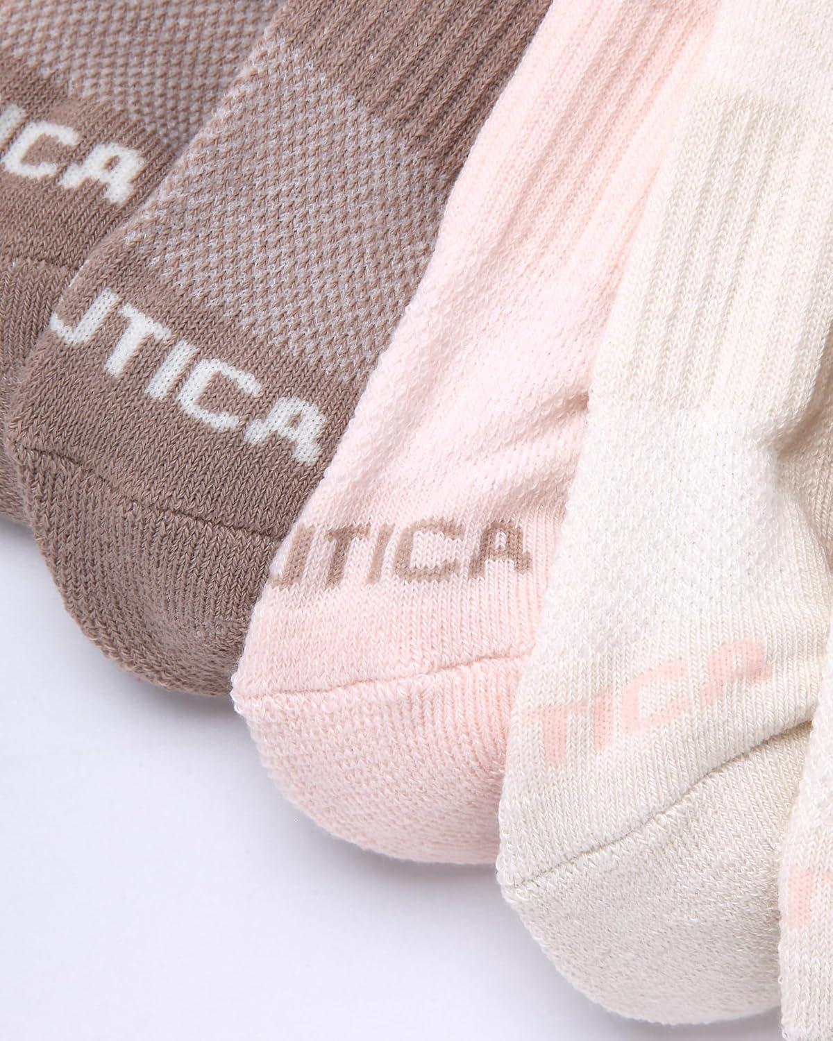 imageNautica Womens Low Cut Socks 6 Pack Breathable Cushioned Athletic Performance No Show Socks for Women Sizes 410Tan Assorted