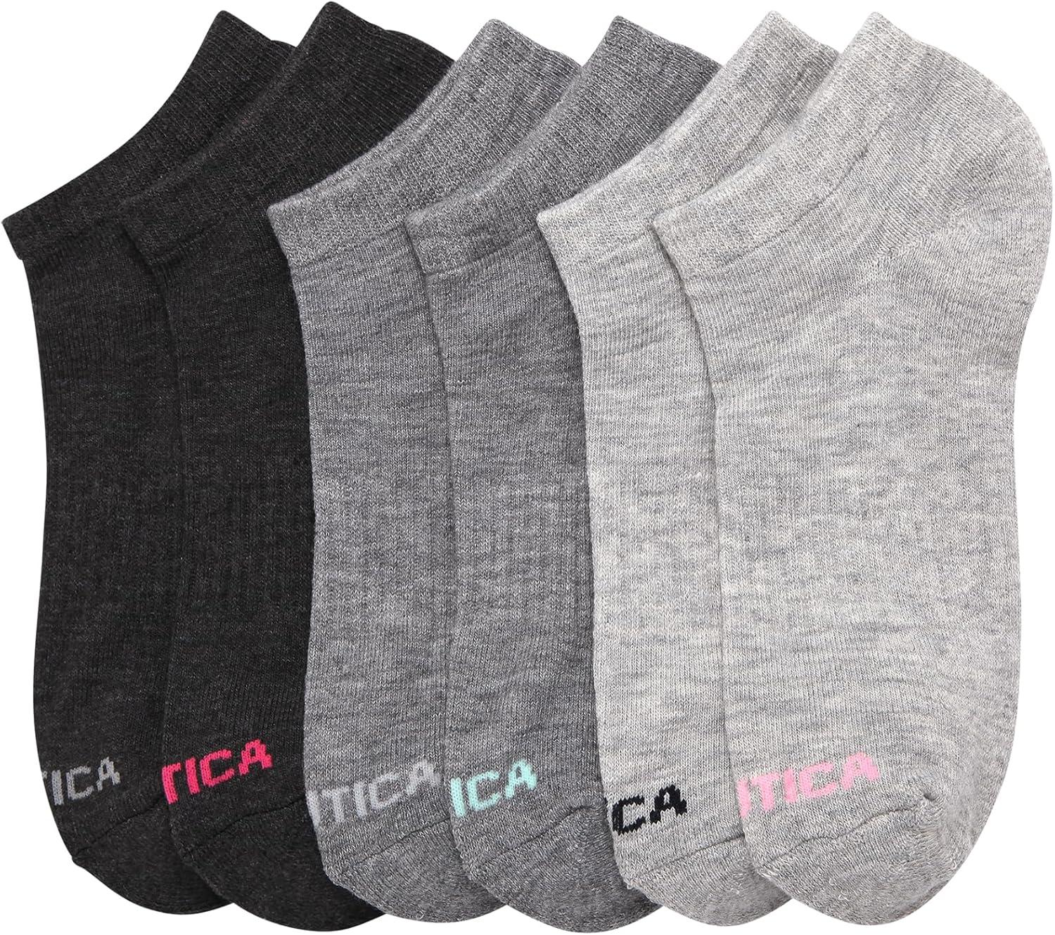 imageNautica Womens No Show Socks 6 Pack Breathable Cushioned Athletic Performance Low Cut Socks for Women Sizes 410Grey Assorted