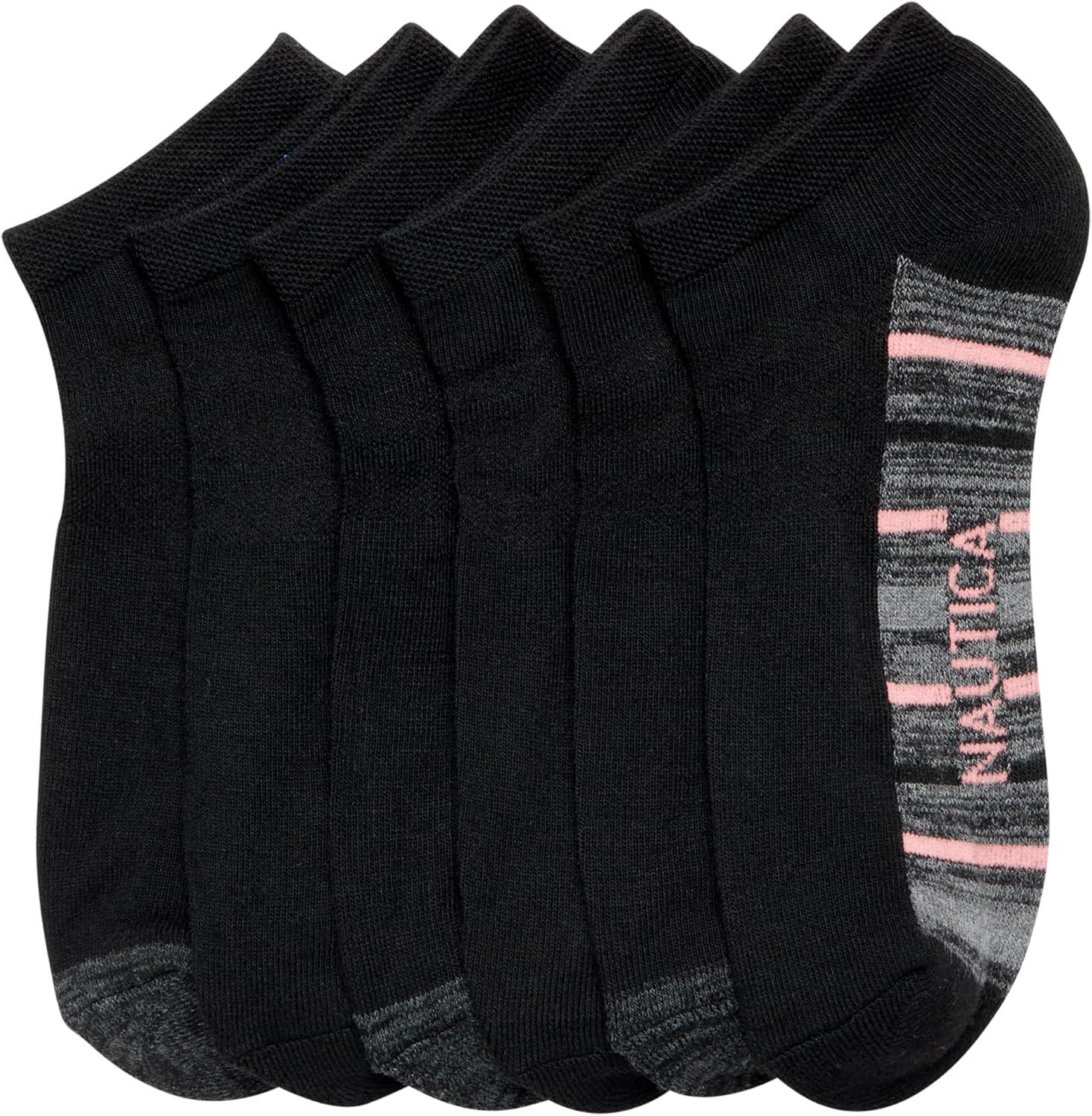 imageNautica Womens No Show Socks 6 Pack Breathable Cushioned Athletic Performance Low Cut Socks for Women Sizes 410Pink Assorted