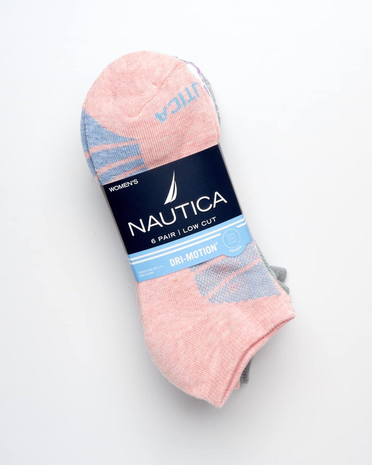 imageNautica Womens No Show Socks 6 Pack Breathable Cushioned Athletic Performance Low Cut Socks for Women Sizes 410Pink Assorted