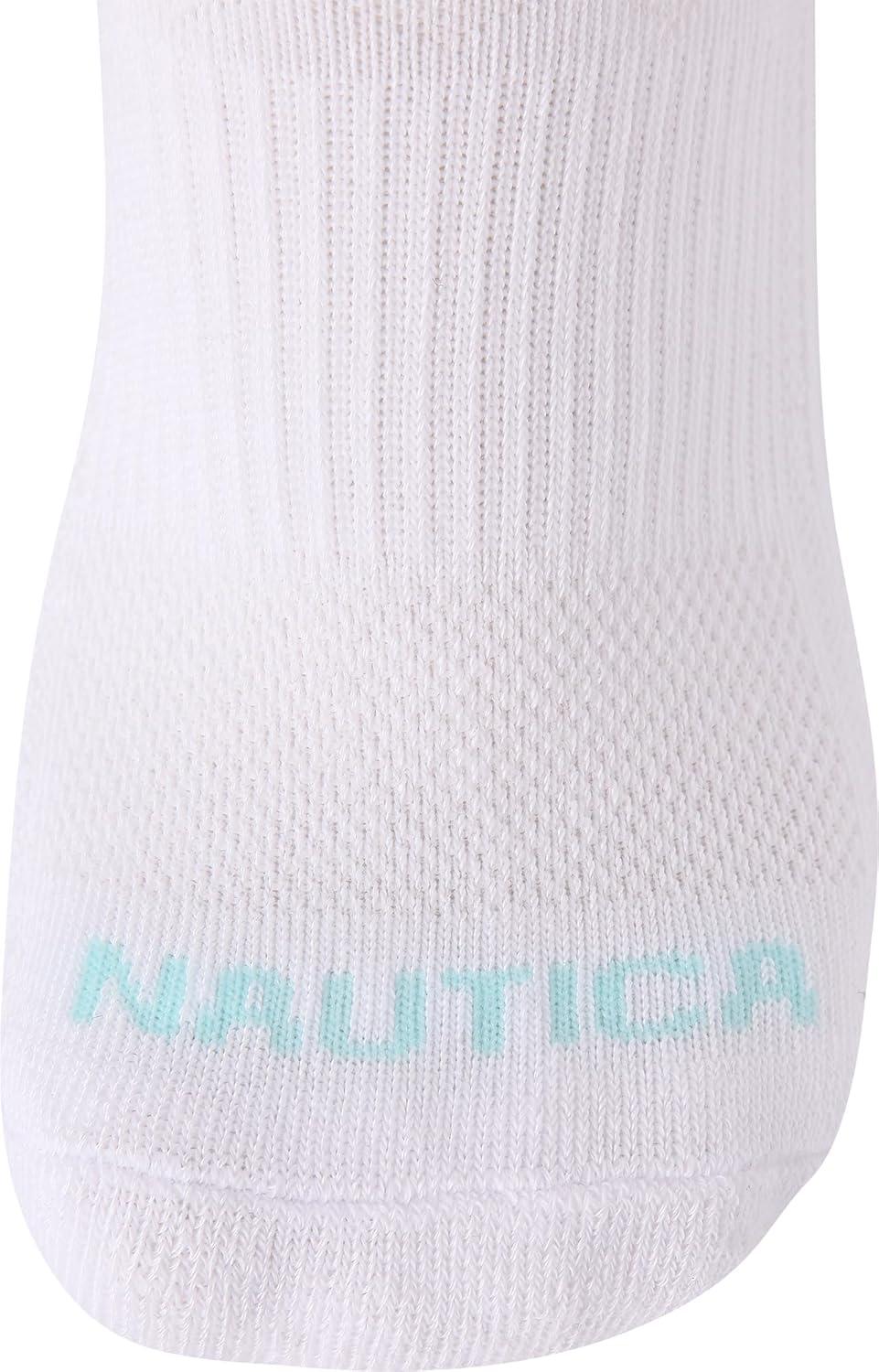 imageNautica Womens No Show Socks 6 Pack Breathable Cushioned Athletic Performance Low Cut Socks for Women Sizes 410White Logo