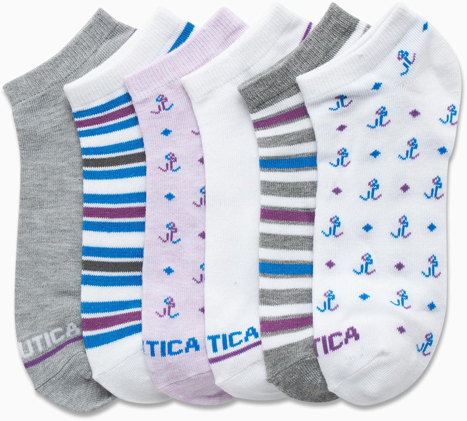 imageNautica Womens No Show Socks 6 Pack Breathable Cushioned Athletic Performance Low Cut Socks for Women Sizes 410White Multi