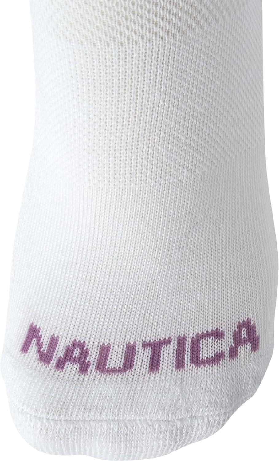 imageNautica Womens No Show Socks 6 Pack Breathable Cushioned Athletic Performance Low Cut Socks for Women Sizes 410White Multi