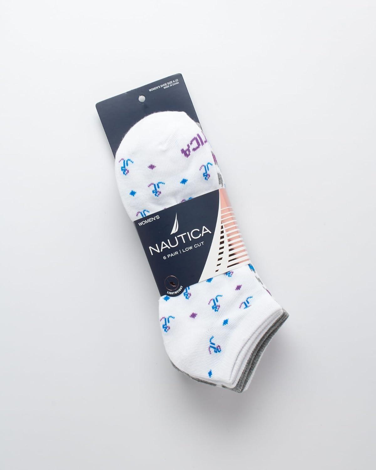 imageNautica Womens No Show Socks 6 Pack Breathable Cushioned Athletic Performance Low Cut Socks for Women Sizes 410White Multi