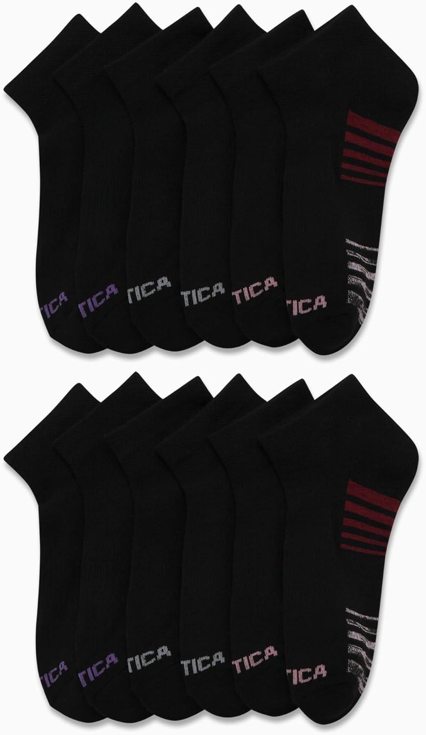 imageNautica Womens Quarter Cut Moisture Control Athletic Socks with Cushioned Comfort 12 PackJet Black