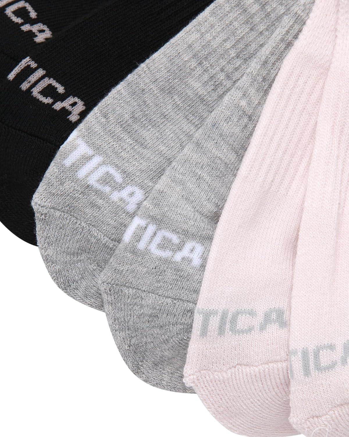 imageNautica Womens Quarter Cut Moisture Control Athletic Socks with Cushioned Comfort 12 PackLight Pink Black