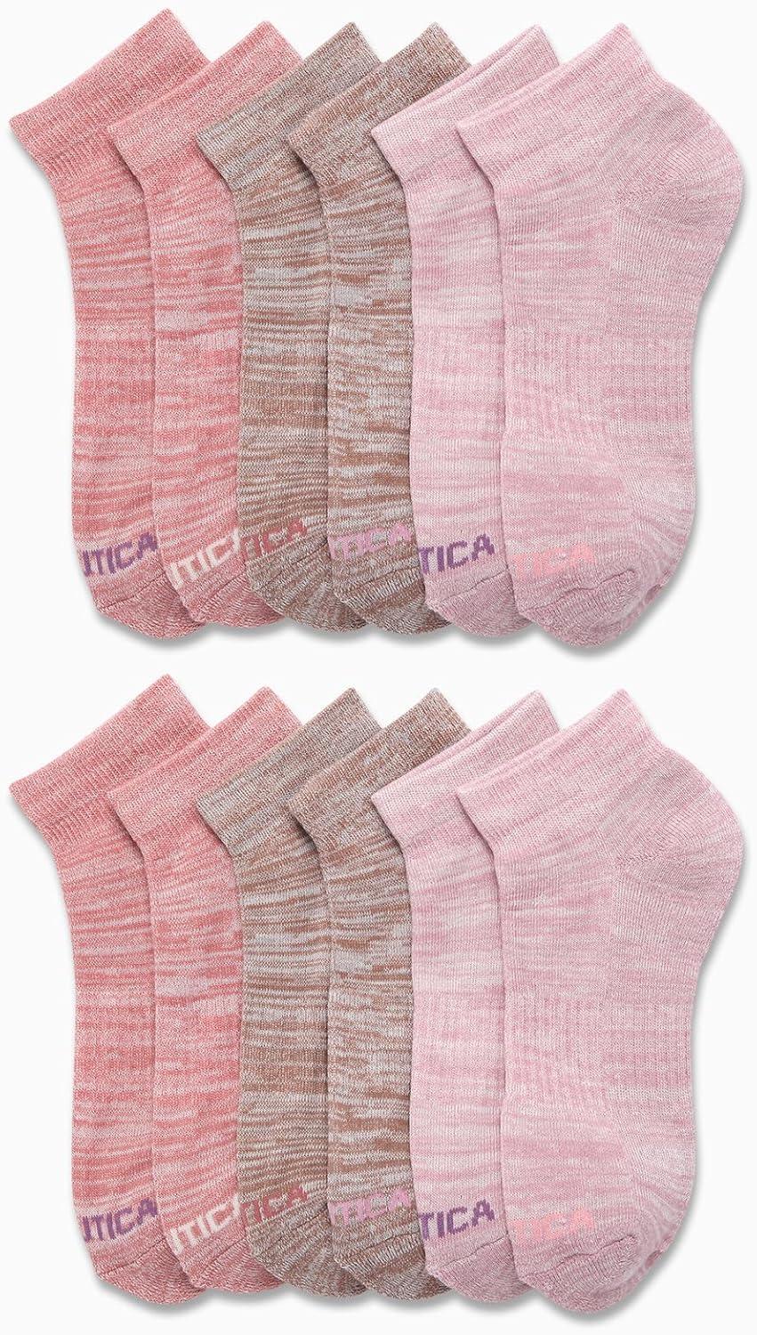 imageNautica Womens Quarter Cut Moisture Control Athletic Socks with Cushioned Comfort 12 PackMauve Assorted