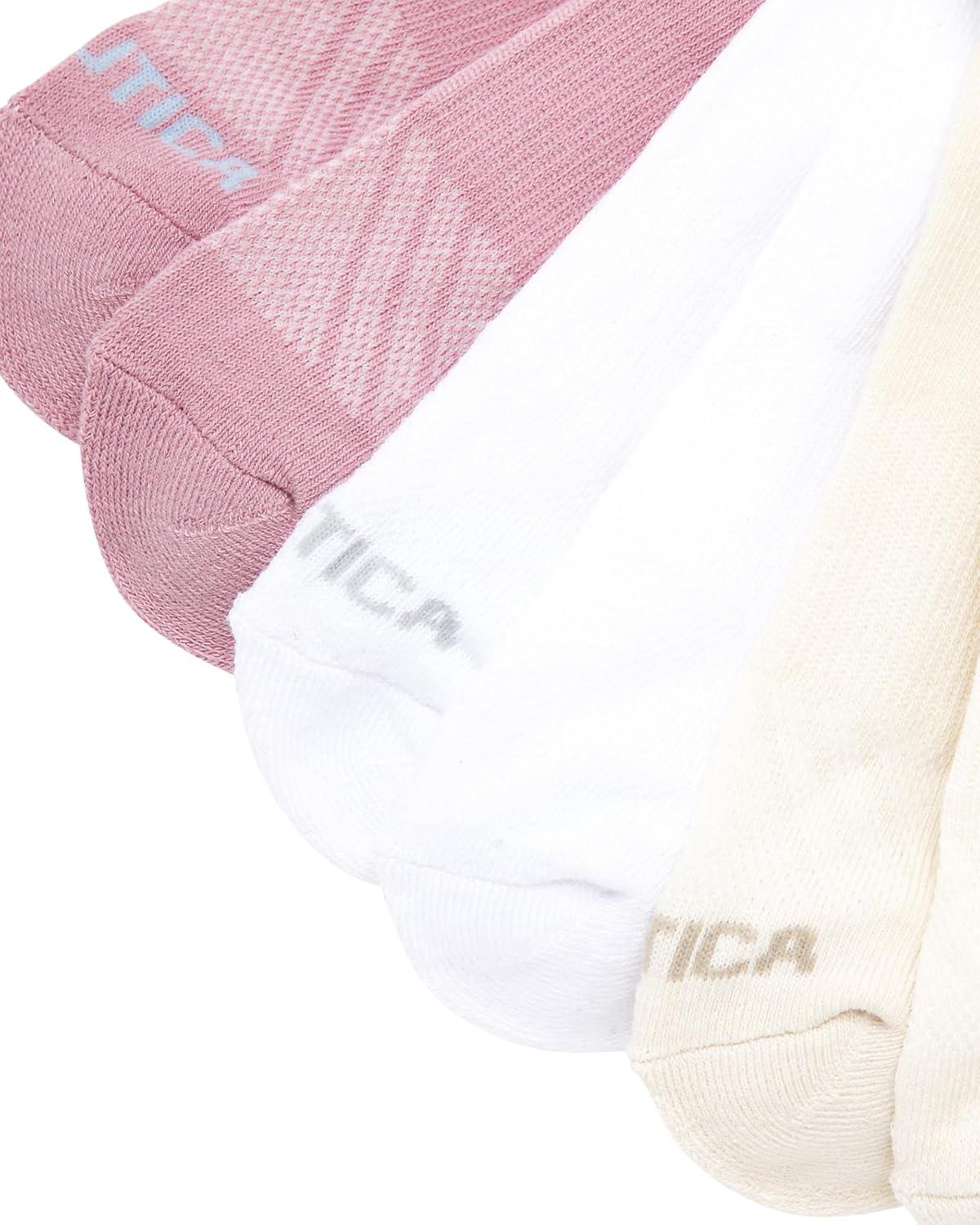 imageNautica Womens Quarter Cut Moisture Control Athletic Socks with Cushioned Comfort 12 PackPink Oatmeal