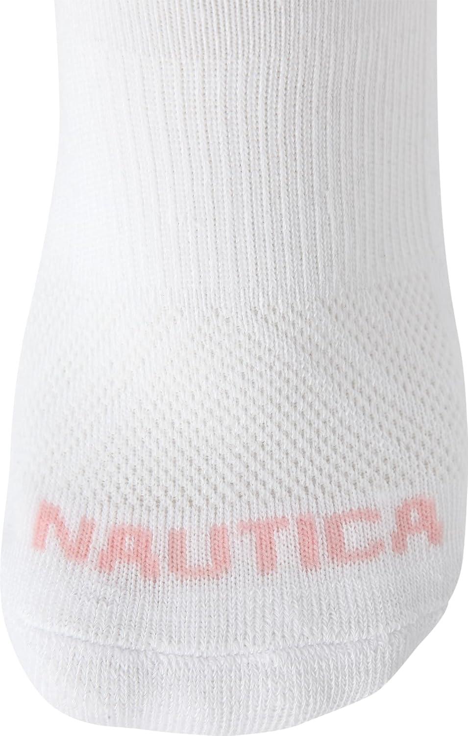 imageNautica Womens Quarter Cut Moisture Control Athletic Socks with Cushioned Comfort 12 PackPure White