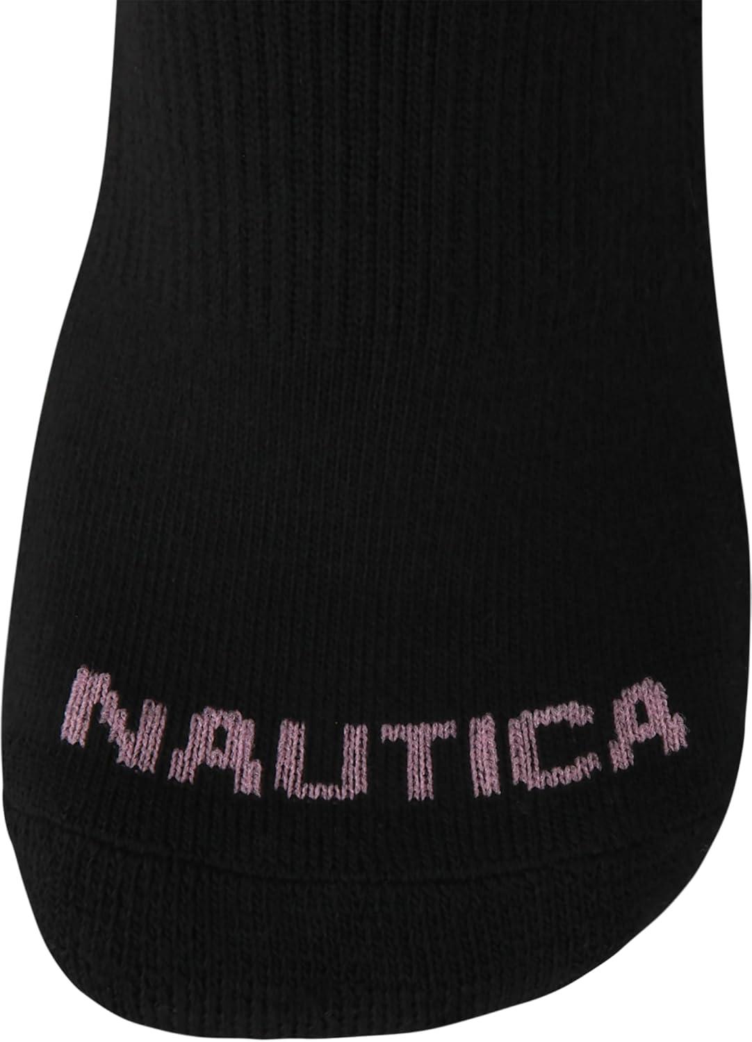 imageNautica Womens Quarter Cut Moisture Control Athletic Socks with Cushioned Comfort 12 PackSolid Black