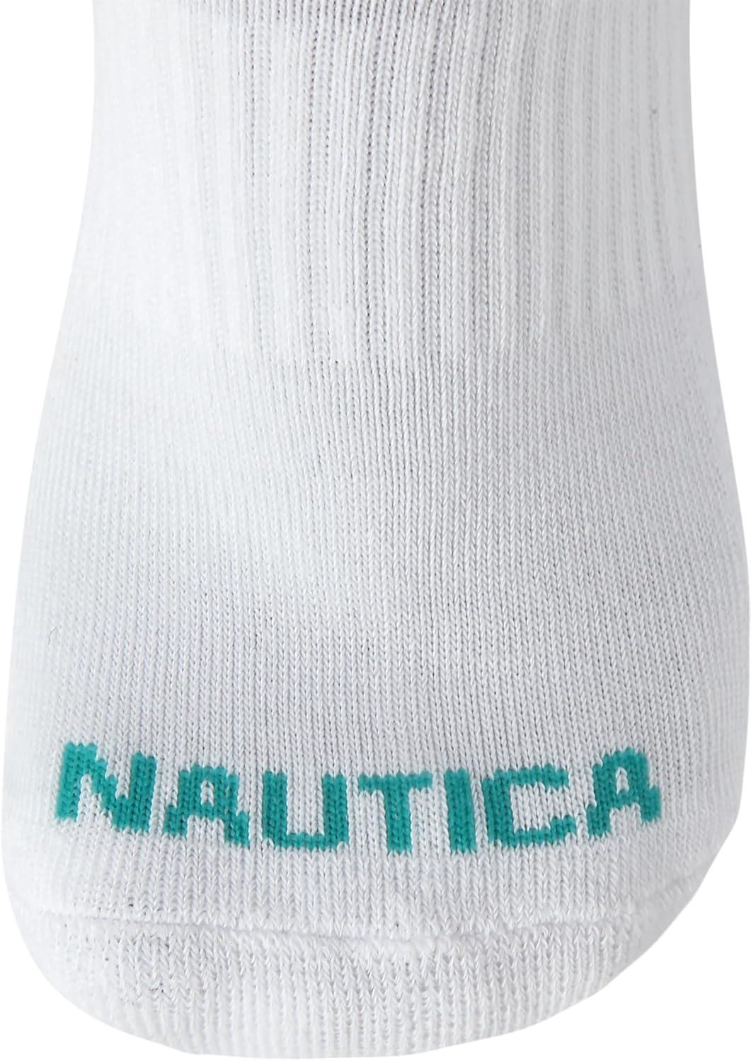 imageNautica Womens Quarter Cut Moisture Control Athletic Socks with Cushioned Comfort 12 PackSolid White