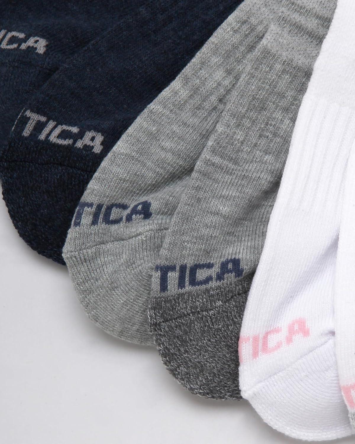 imageNautica Womens Quarter Cut Moisture Control Athletic Socks with Cushioned Comfort 12 PackWhite Assorted
