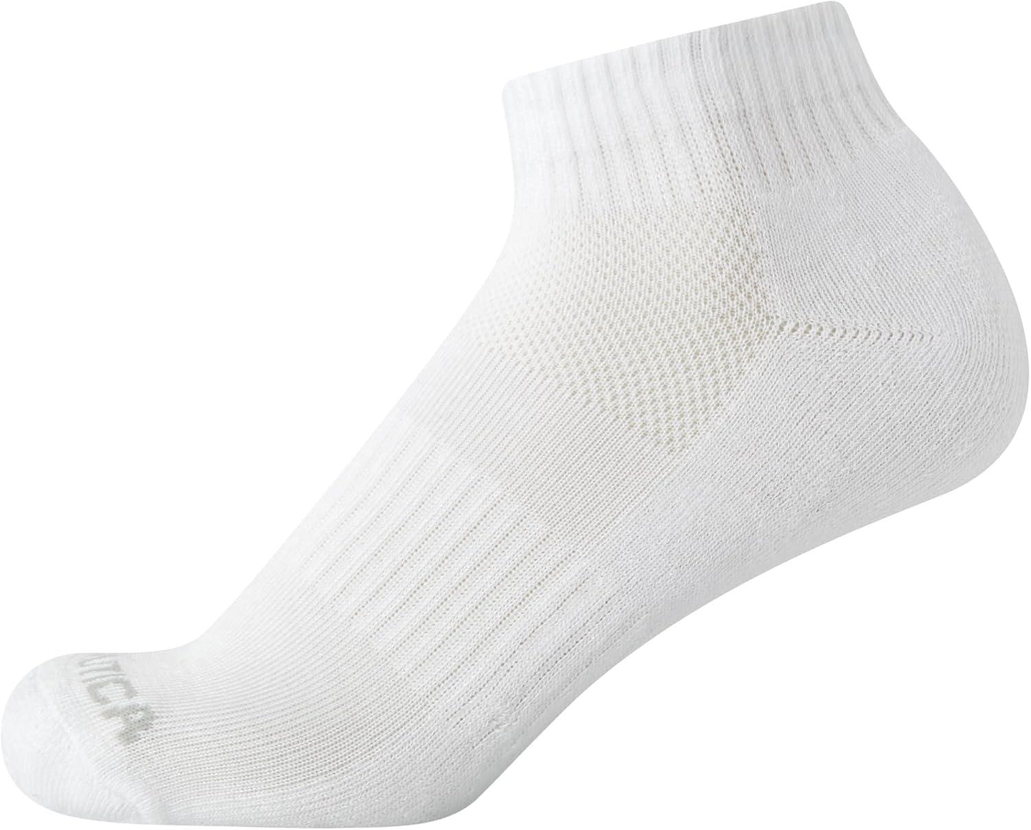 imageNautica Womens Quarter Cut Moisture Control Athletic Socks with Cushioned Comfort 12 PackWhite Stripe