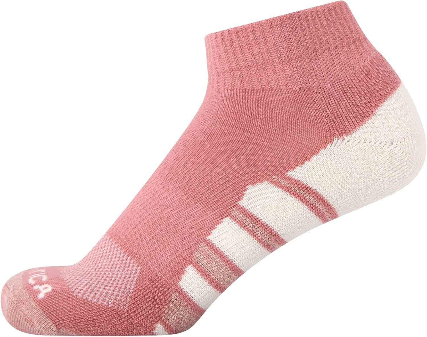 imageNautica Womens Quarter Socks 12 Pack Moisture Control Cushioned Athletic Socks for Women for Sport amp Gym Wear Size 410Oatmeal Logo