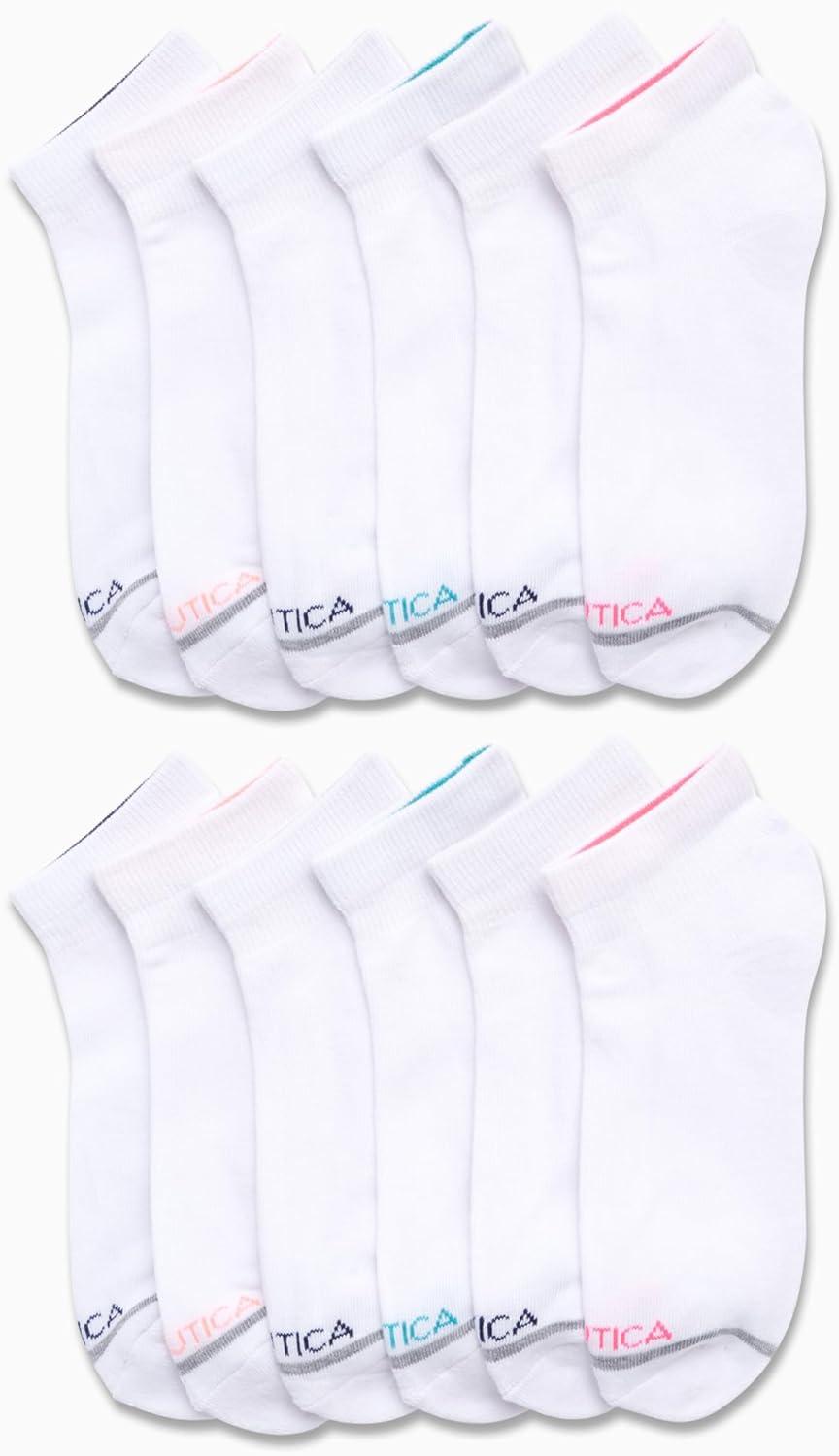 imageNautica Womens Quarter Socks 12 Pack Moisture Control Cushioned Athletic Socks for Women for Sport amp Gym Wear Size 410White