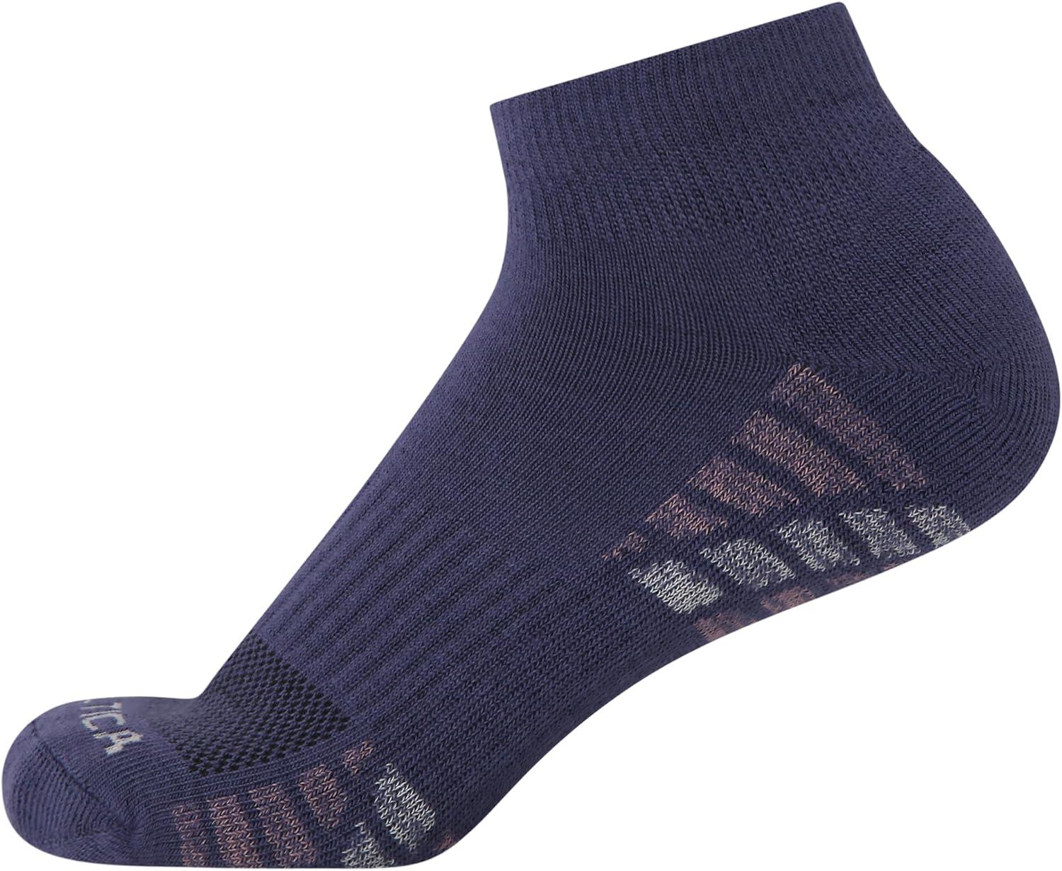imageNautica Womens Quarter Socks 12 Pack Moisture Control Cushioned Athletic Socks for Women for Sport amp Gym Wear Size 410WhiteGreyBlue