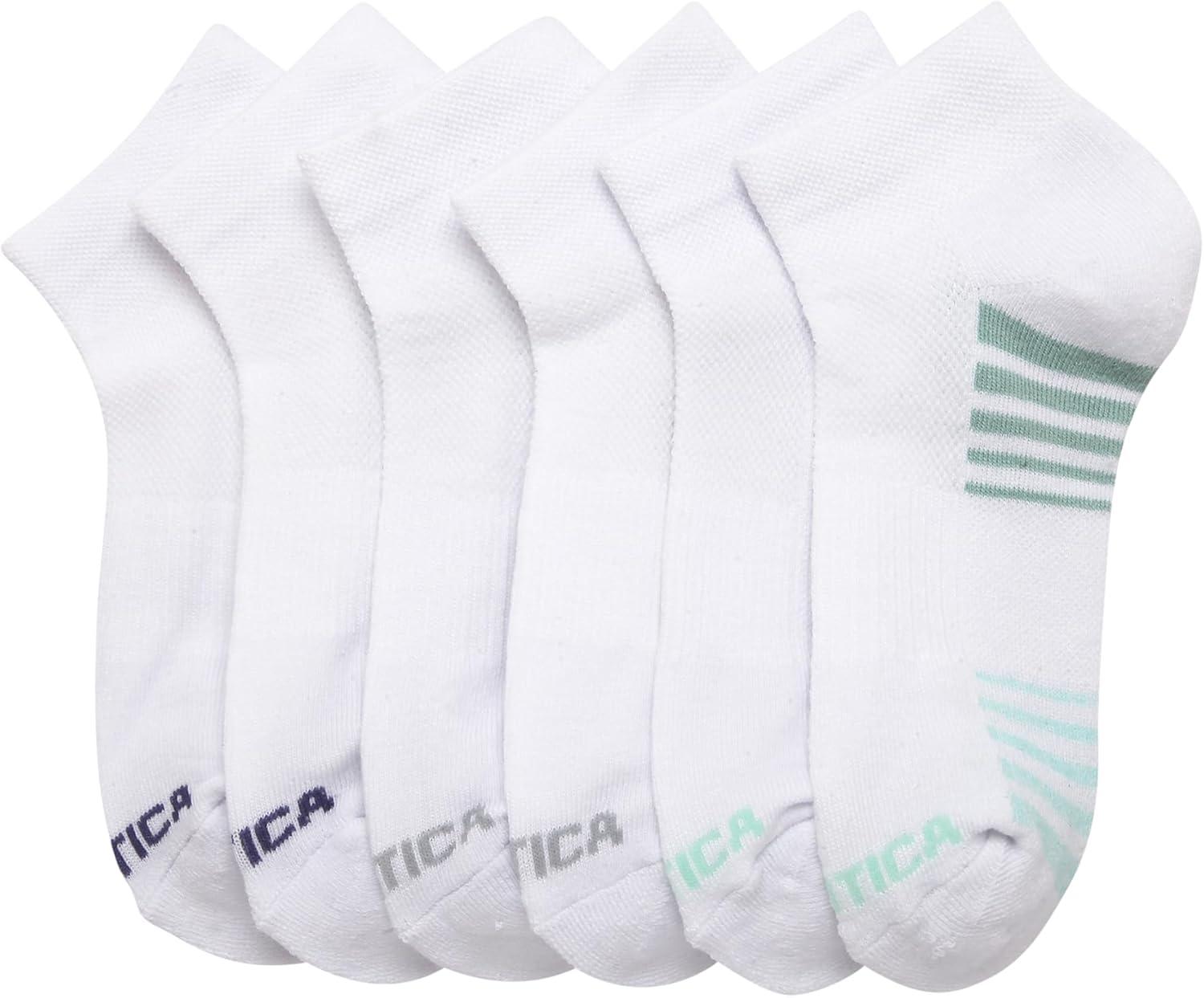 imageNautica Womens Quarter Socks 6 Pack Breathable Cushioned Athletic Performance Ankle Socks for Women Sizes 410All White