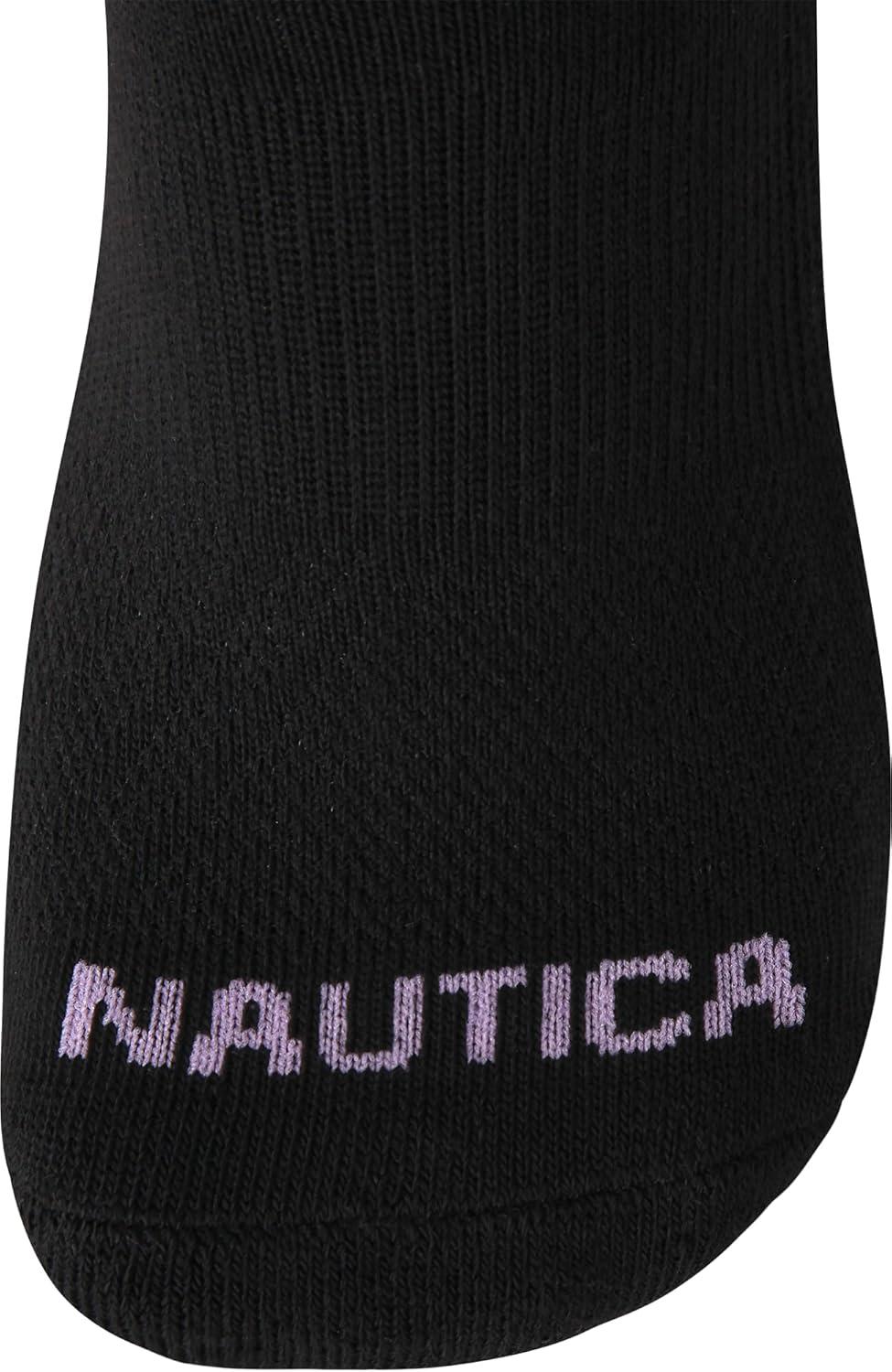 imageNautica Womens Quarter Socks 6 Pack Breathable Cushioned Athletic Performance Ankle Socks for Women Sizes 410Black