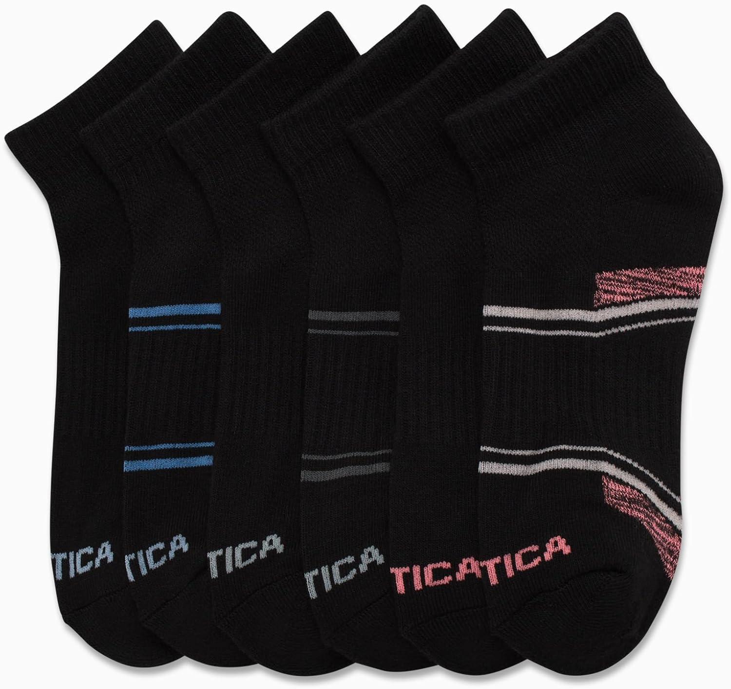 imageNautica Womens Quarter Socks 6 Pack Breathable Cushioned Athletic Performance Ankle Socks for Women Sizes 410Black Logo