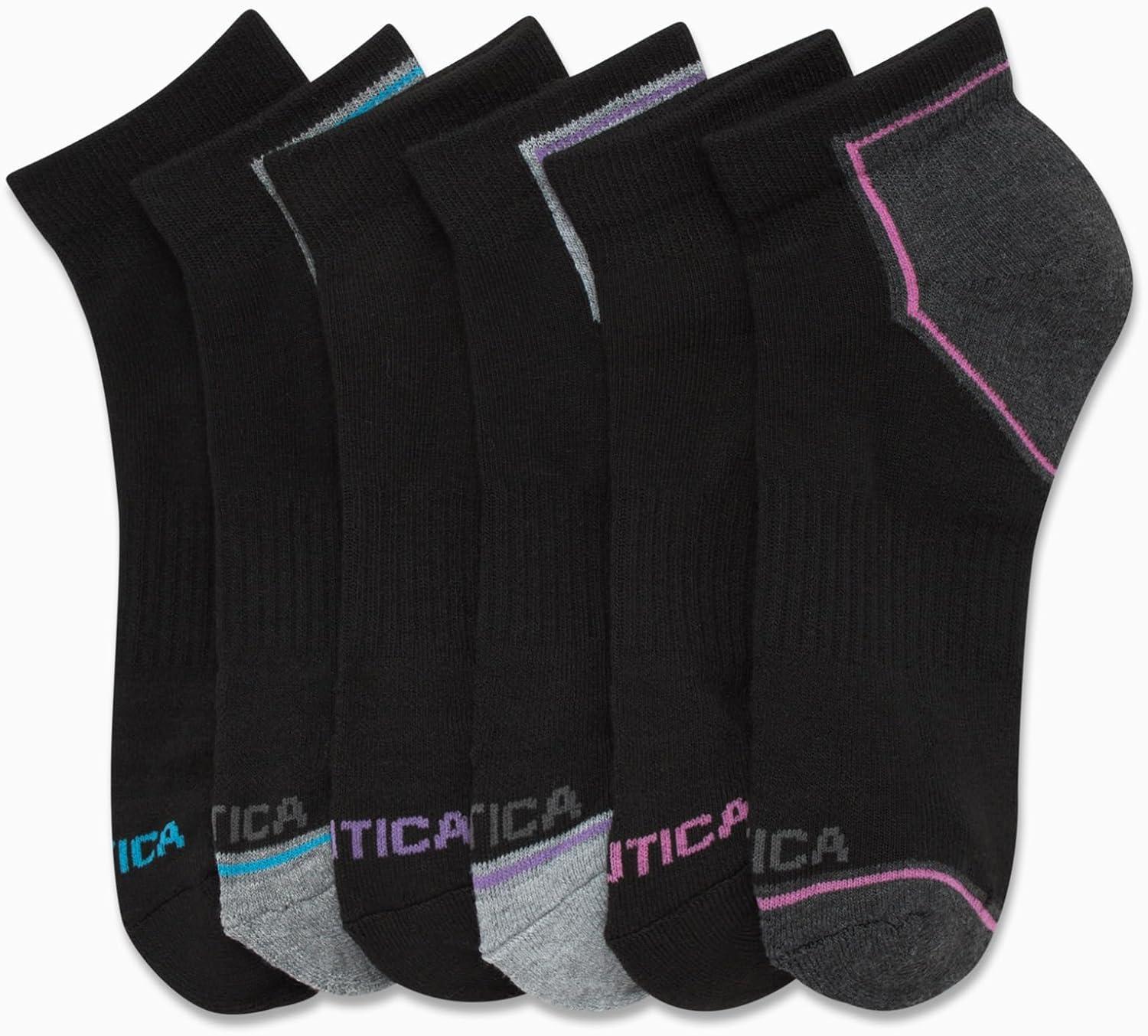 imageNautica Womens Quarter Socks 6 Pack Breathable Cushioned Athletic Performance Ankle Socks for Women Sizes 410BlackMulti