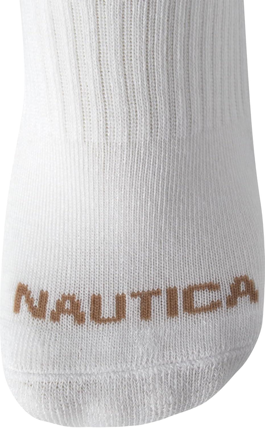 imageNautica Womens Quarter Socks 6 Pack Breathable Cushioned Athletic Performance Ankle Socks for Women Sizes 410Chalk White