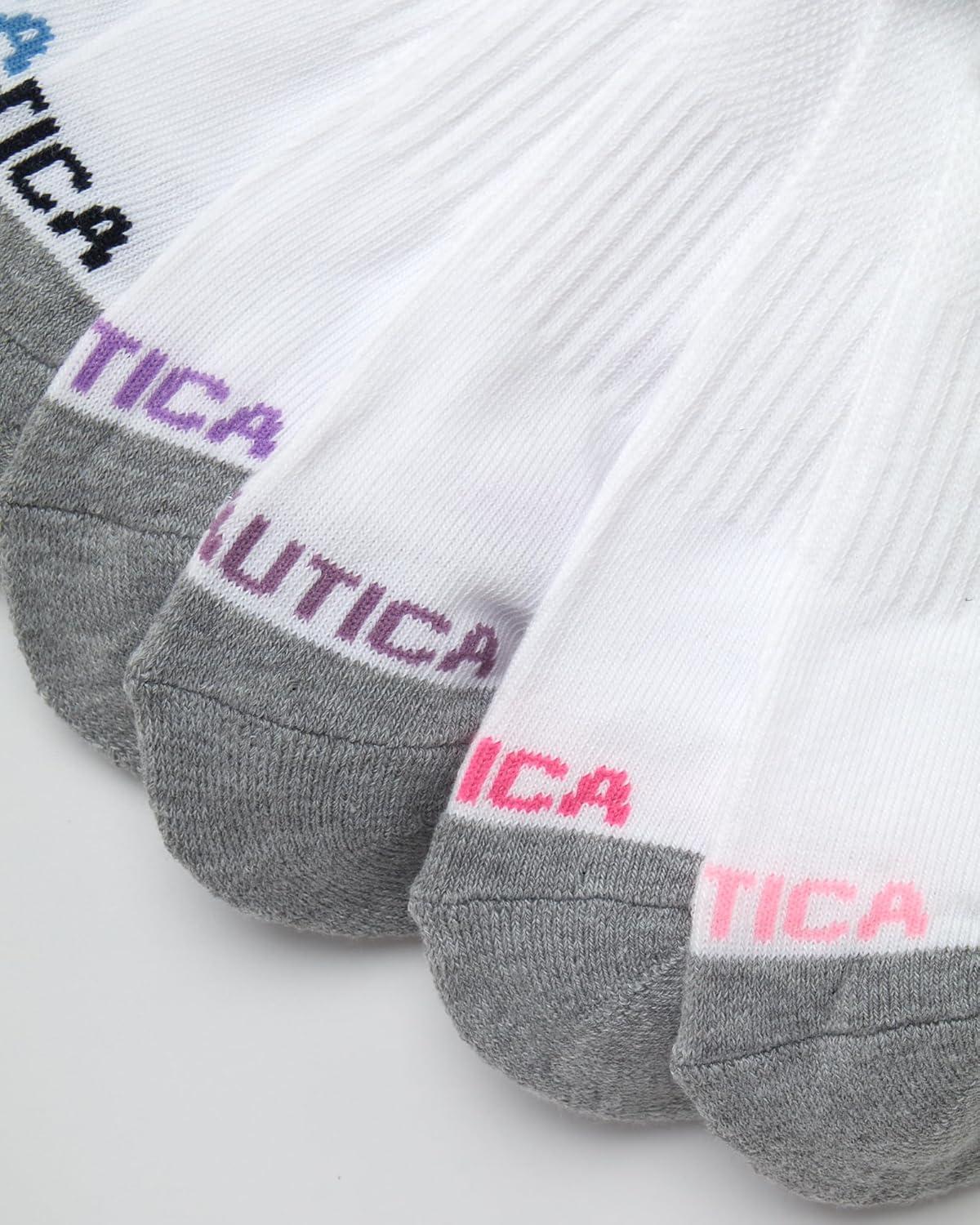 imageNautica Womens Quarter Socks 6 Pack Breathable Cushioned Athletic Performance Ankle Socks for Women Sizes 410Classic White