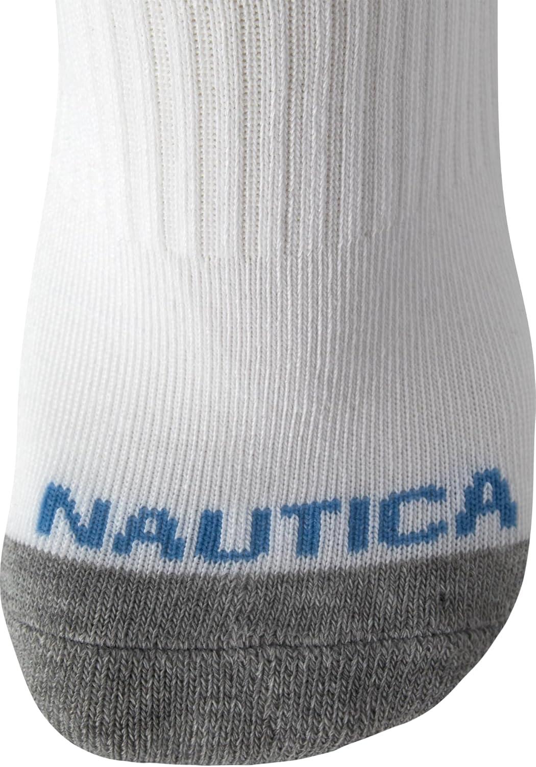 imageNautica Womens Quarter Socks 6 Pack Breathable Cushioned Athletic Performance Ankle Socks for Women Sizes 410Classic White