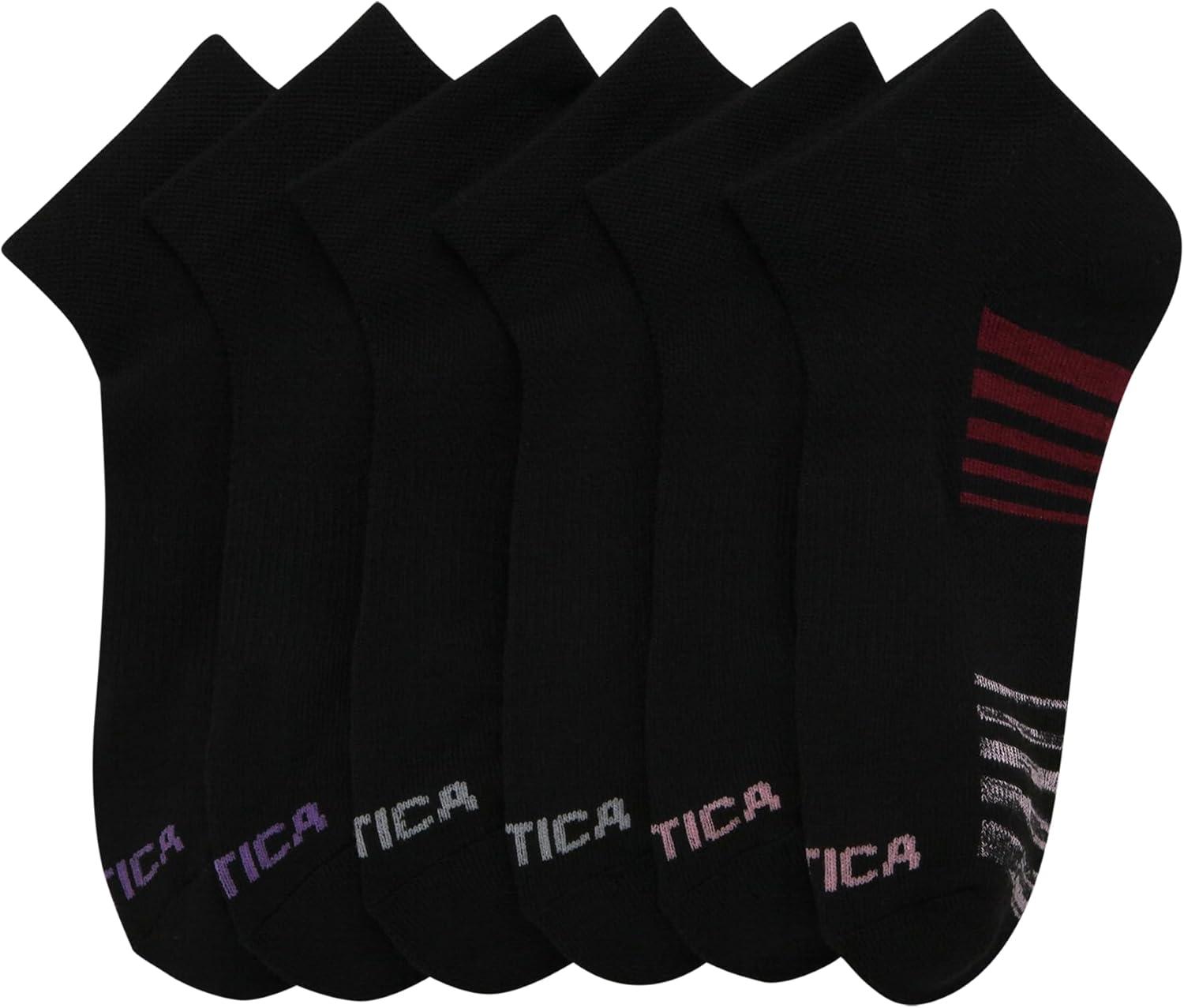 imageNautica Womens Quarter Socks 6 Pack Breathable Cushioned Athletic Performance Ankle Socks for Women Sizes 410Jet Black
